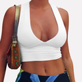 Short crop top for women with racerback — V-neck — summer