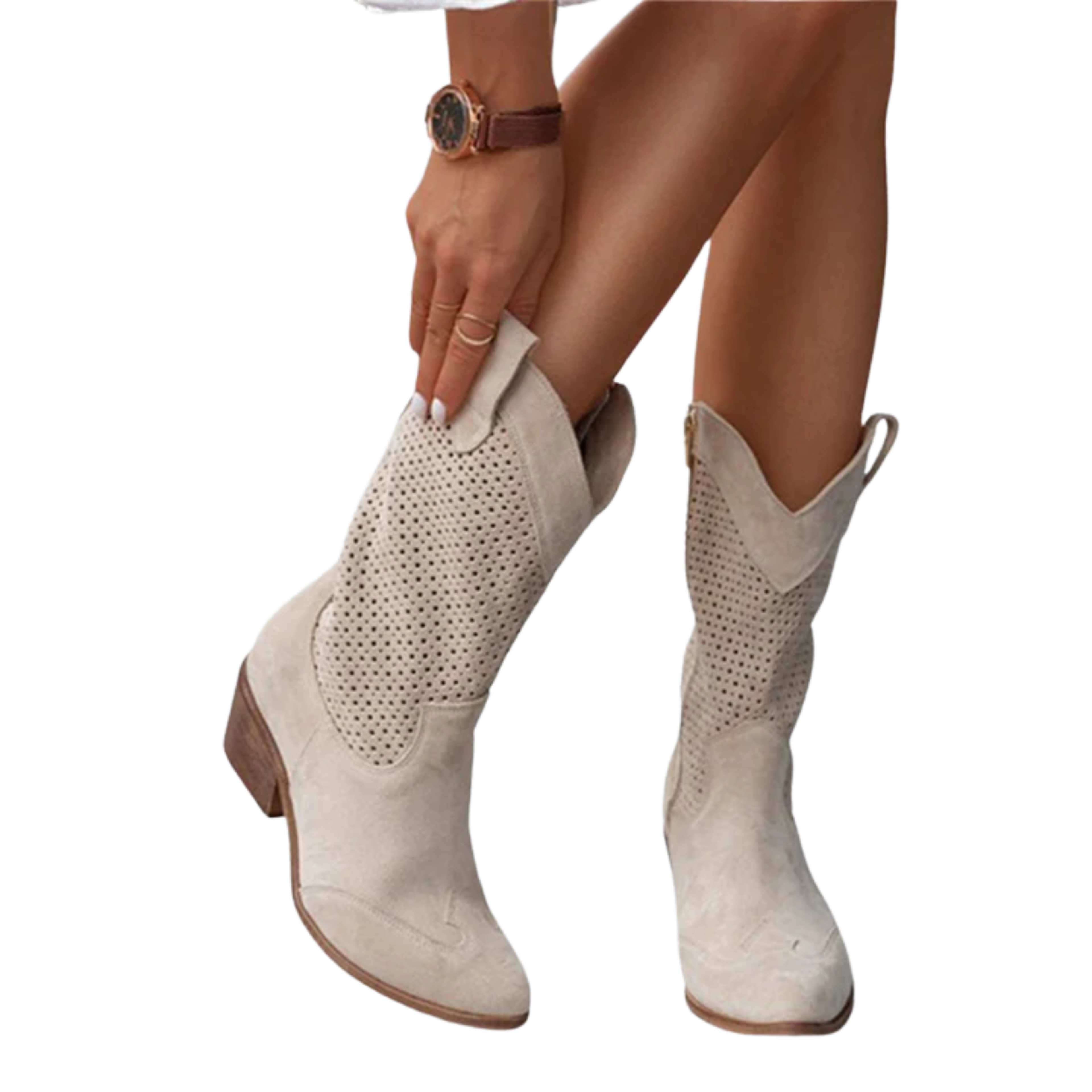 Women's cowboy ankle boots — leather — mid-calf — daily use