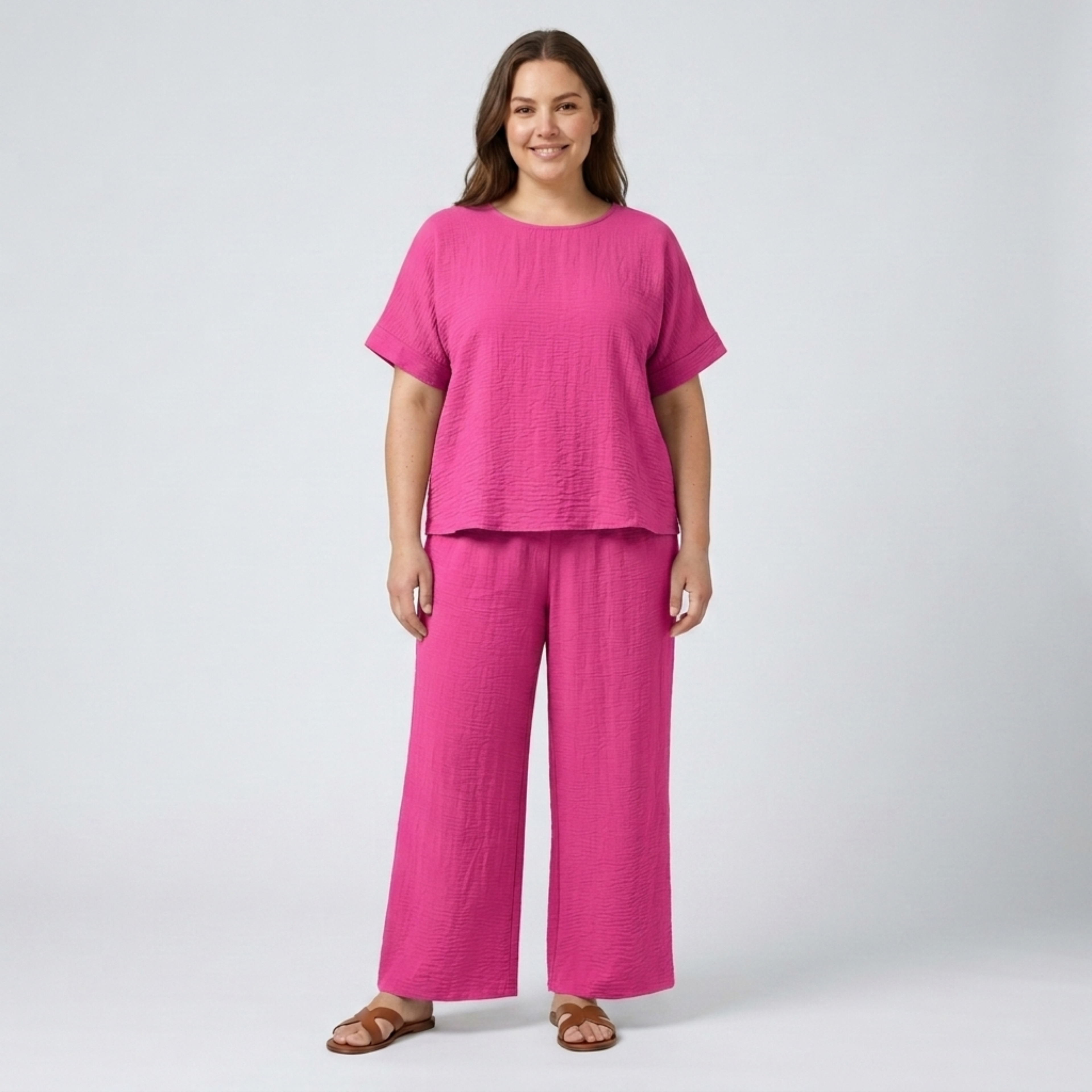 Casual plus size pants set for women