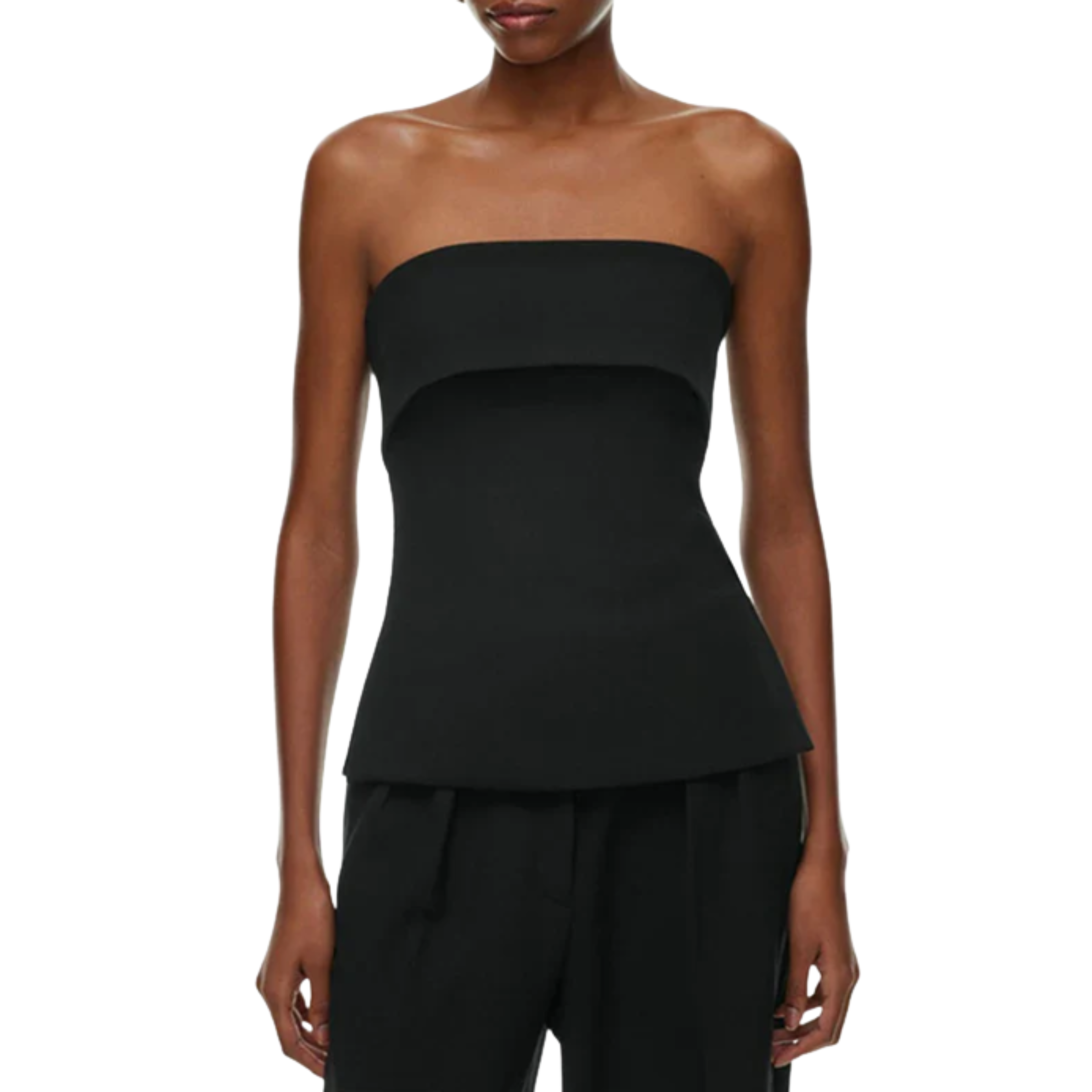 Short crop top for women in linen — strapless — beach