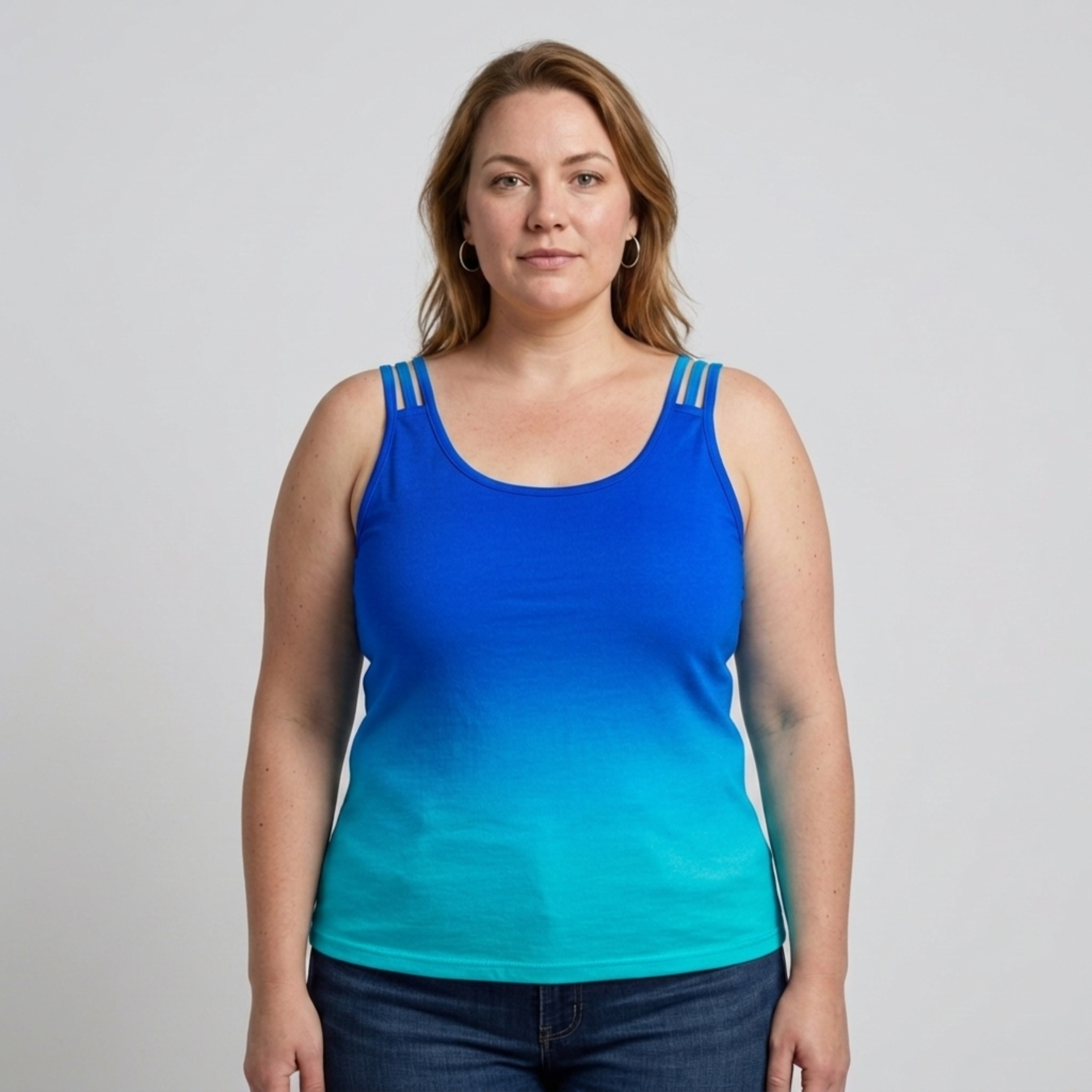 Plus size round neck tank top for women