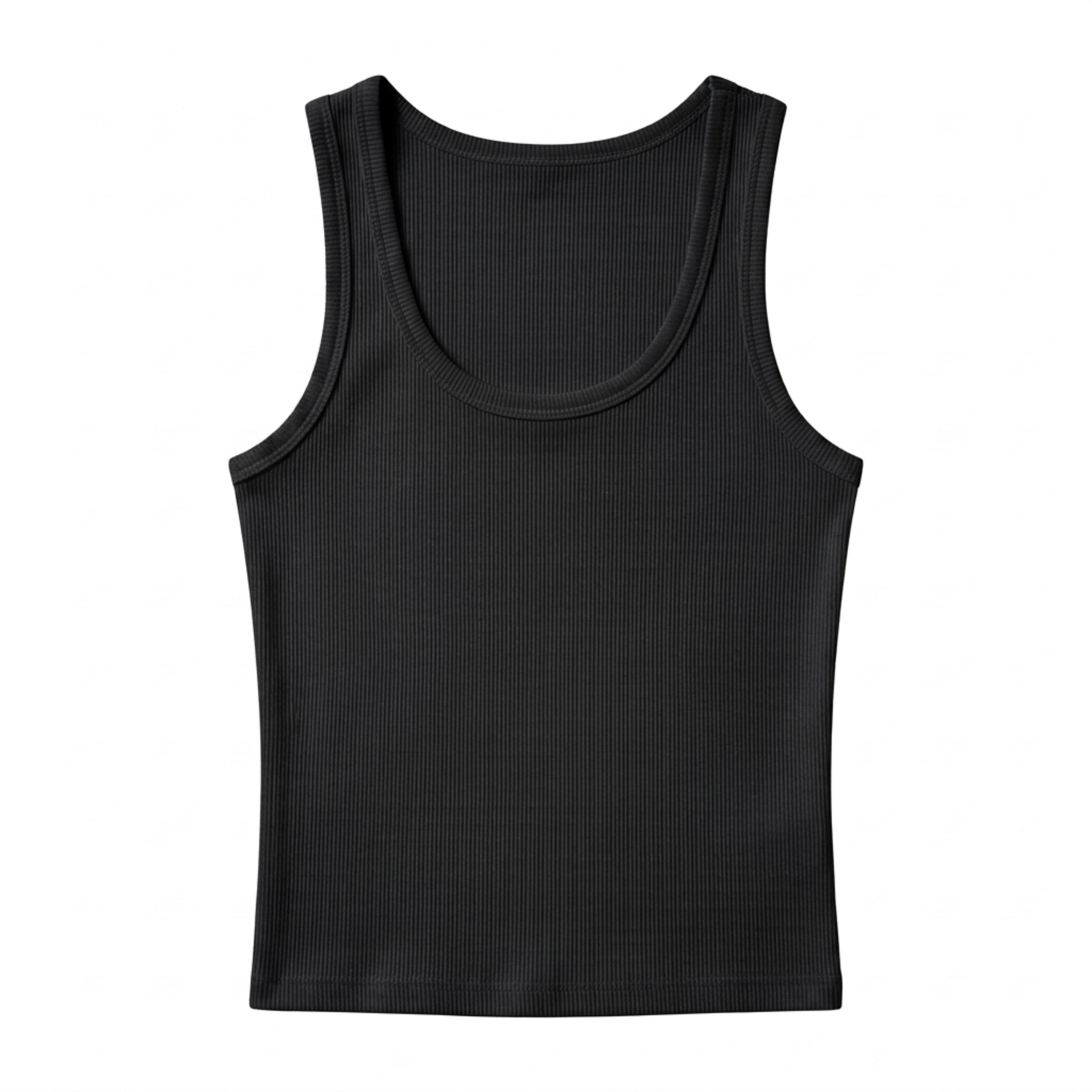 Women's cropped tank top — ribbed knit — square neckline — beach and vacation