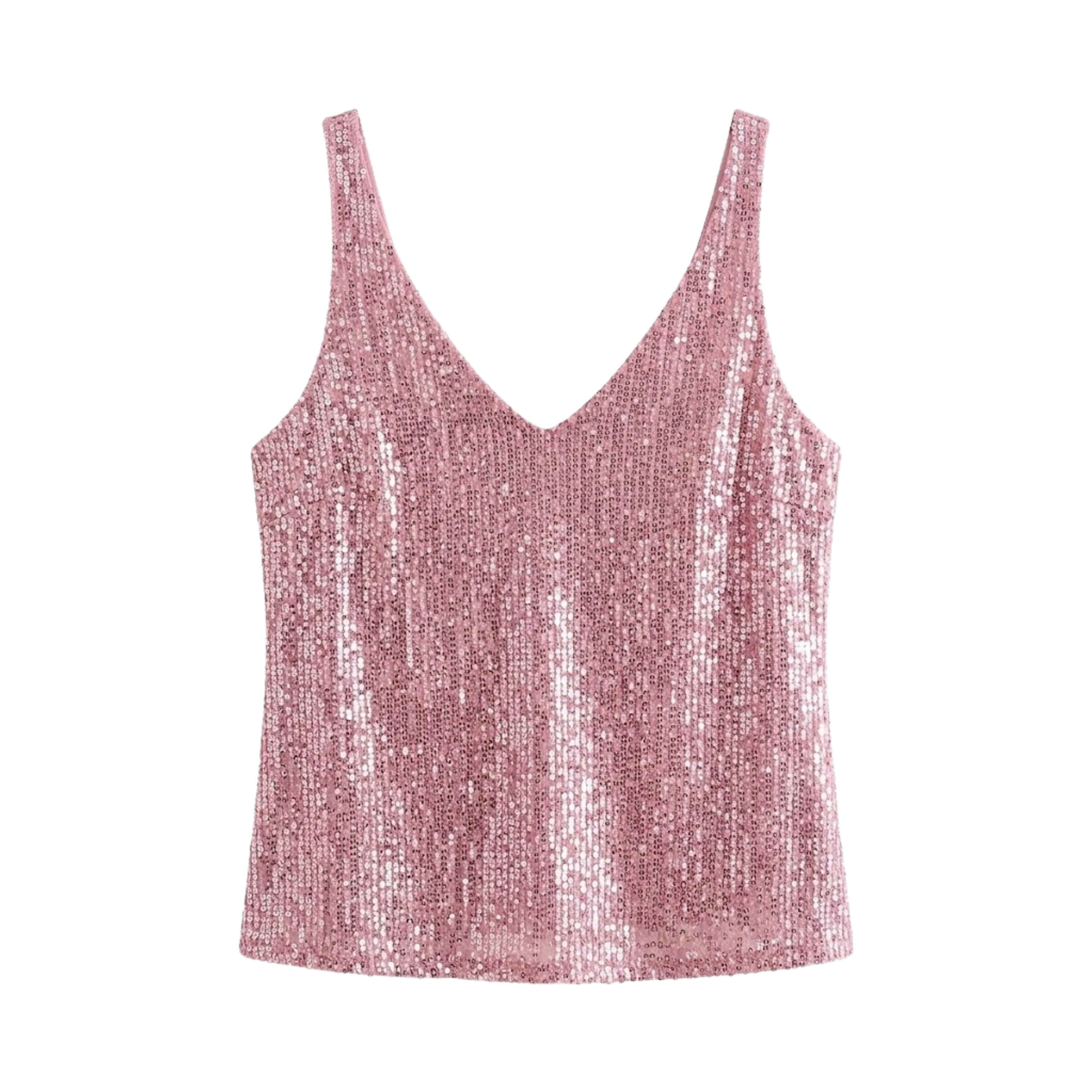 Sequin Tank Top with V-Neck and Sleeveless for Women