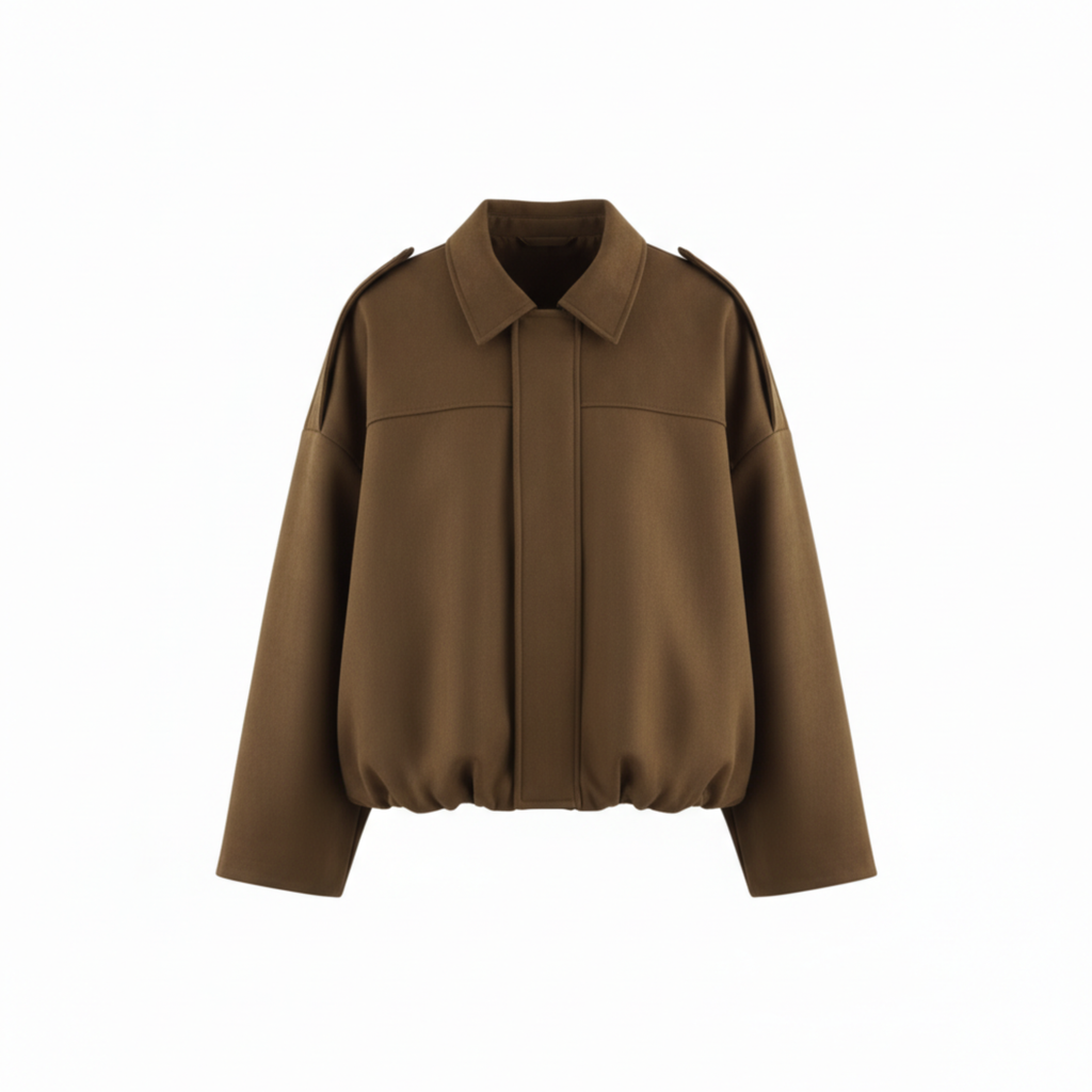 Polyester Bomber Jacket with Lapel Collar and Zipper Closure for Women