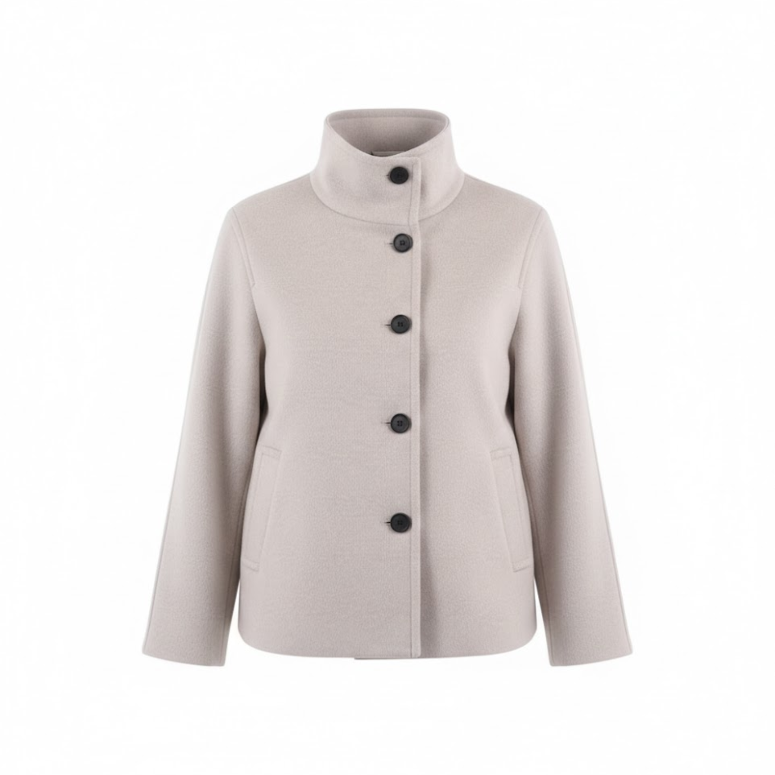 Short jacket for women with a high collar and single-button closure, casual fit