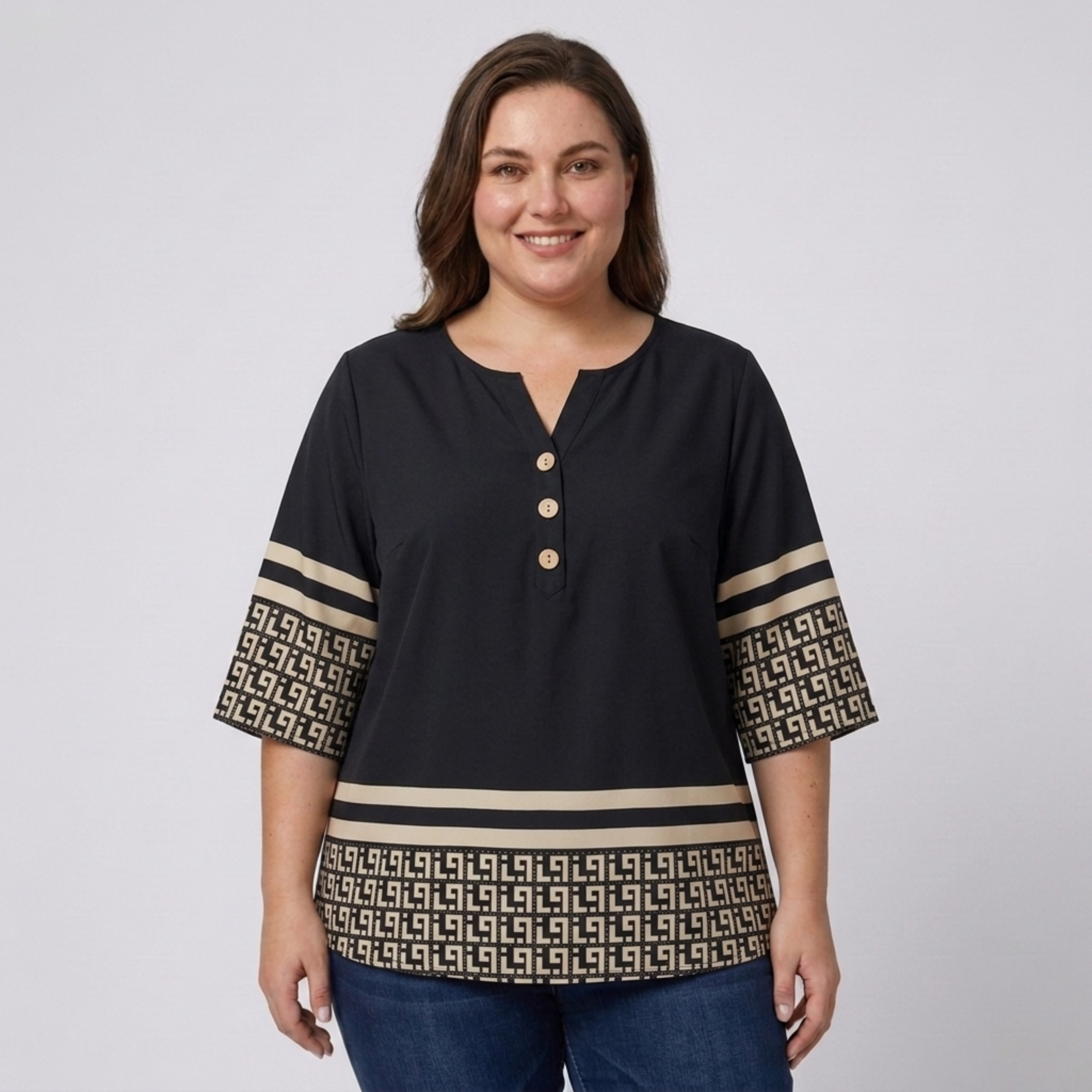Plus size V-neck blouse for women