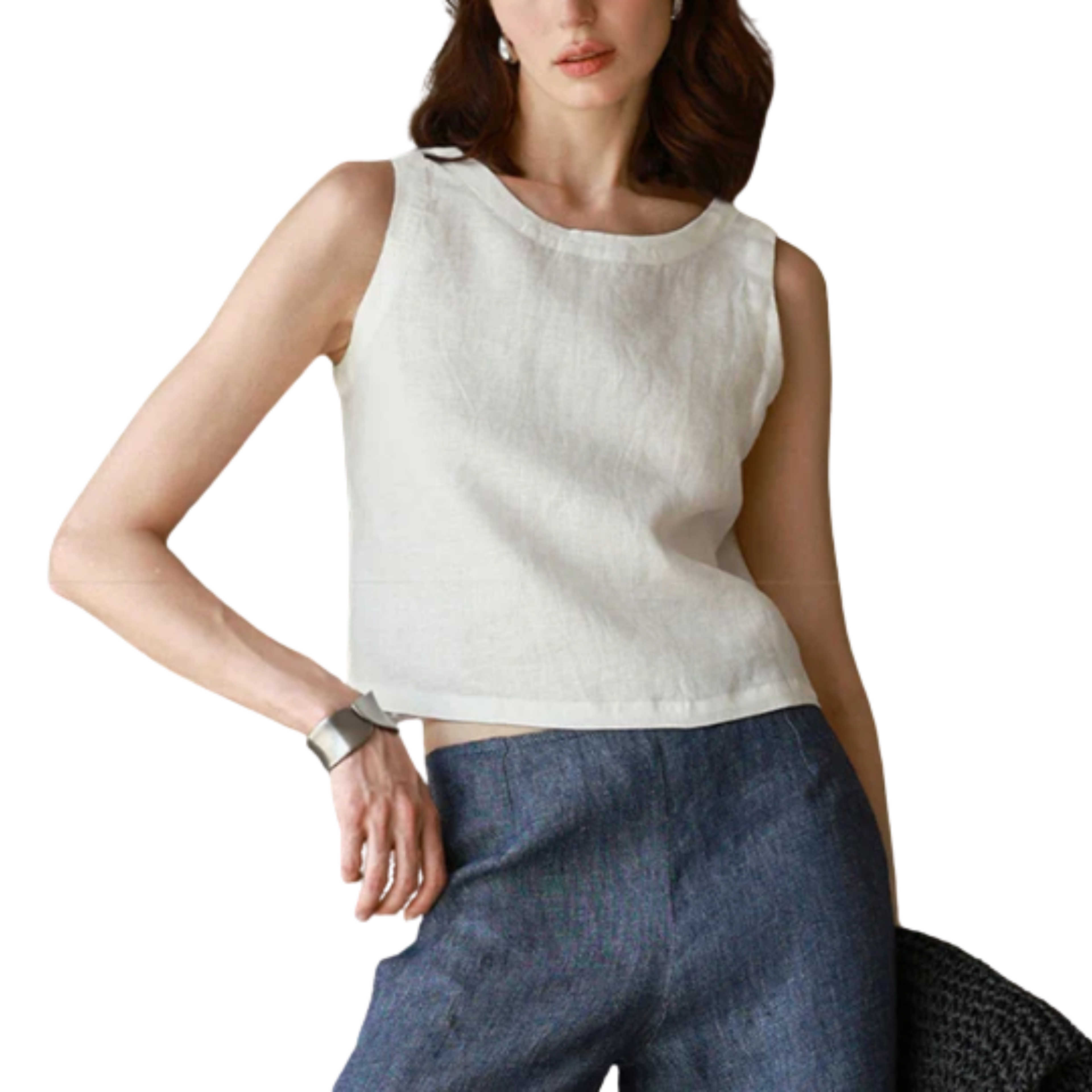 Reversible crop top tank — 100% pure linen — minimalist style — summer