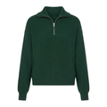 Elegant women's sweater with high collar and half zipper, soft knit, casual