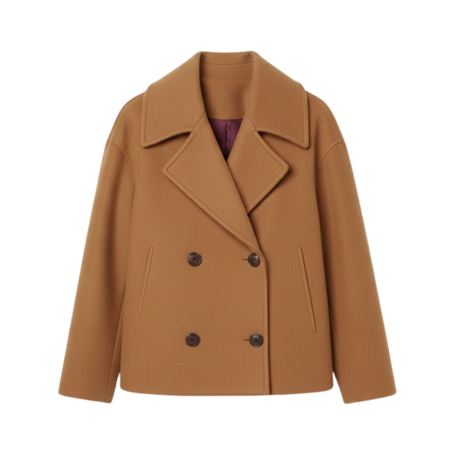 Women's Wool Coat Double-Breasted Versatile with Simple Design