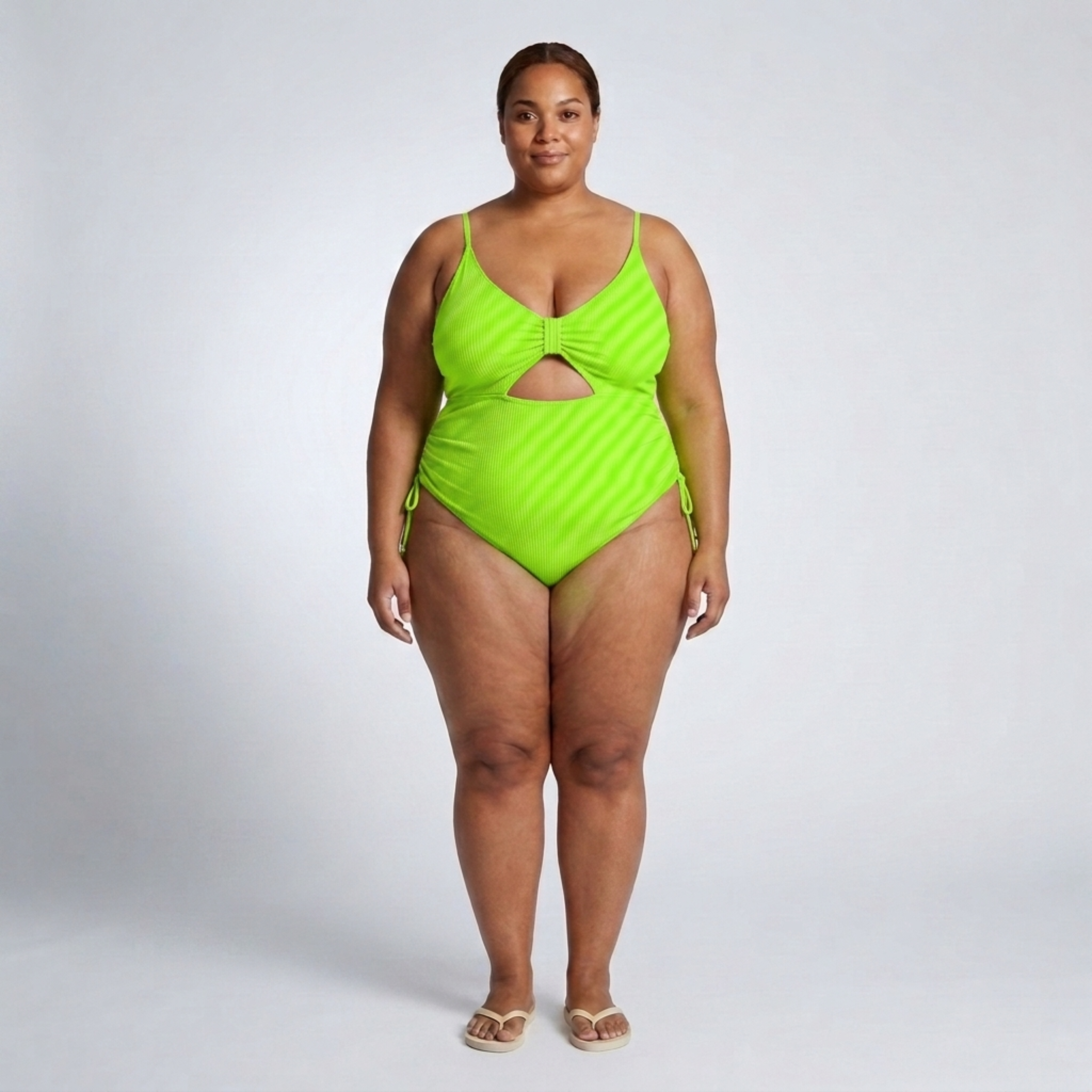 Plus Size One-Piece Swimsuit for Women with Cutout and Ruching