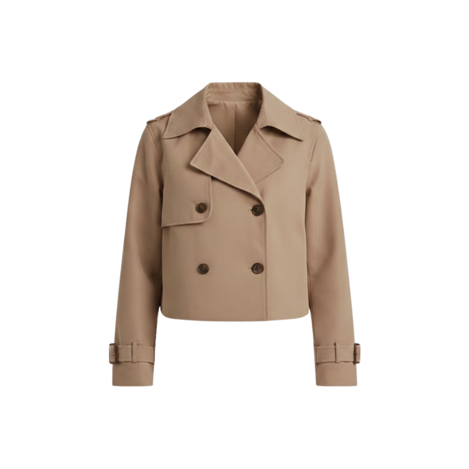 Short trench coat for women with double-breasted vintage and elegant style