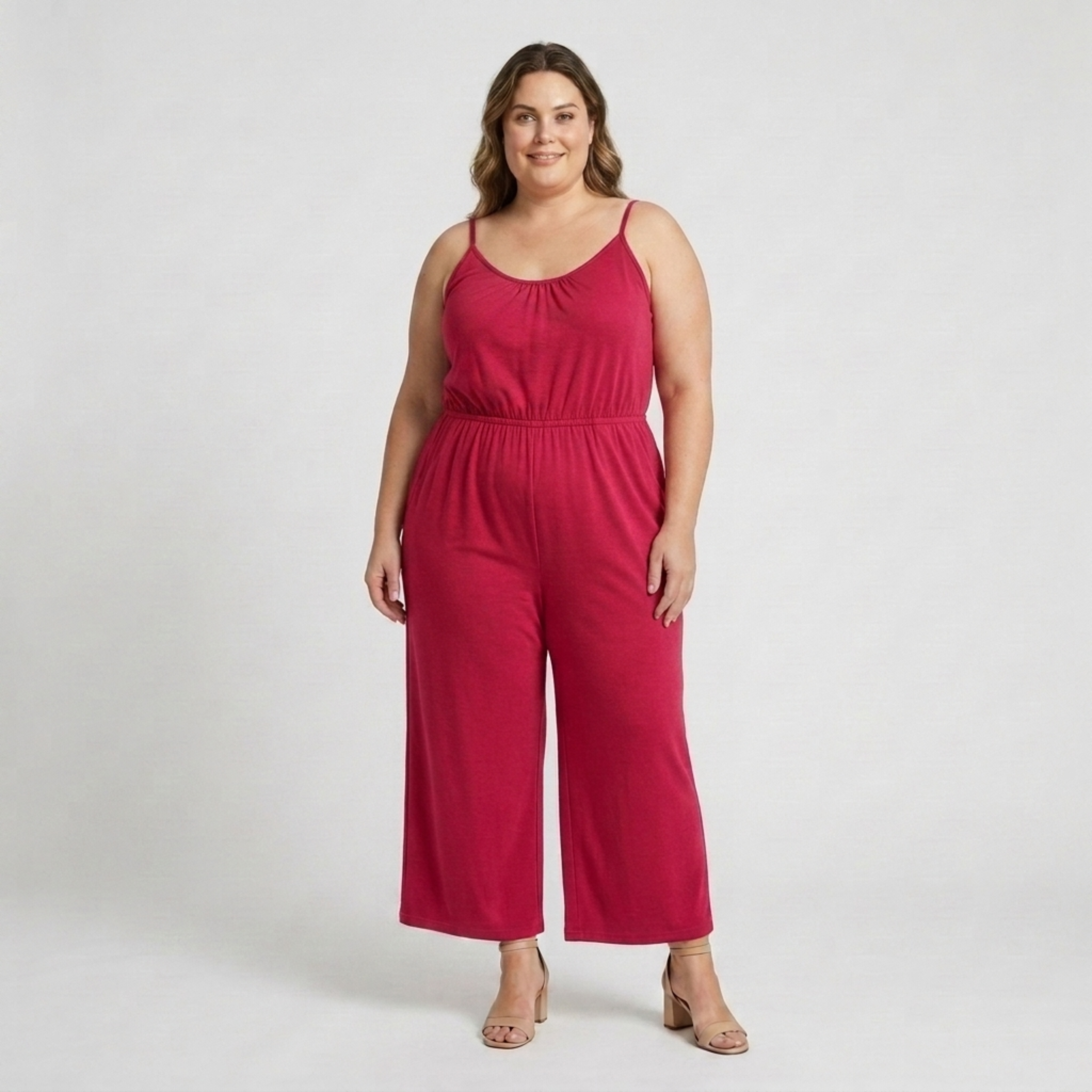 Plus size women's loose and casual wide-leg jumpsuit