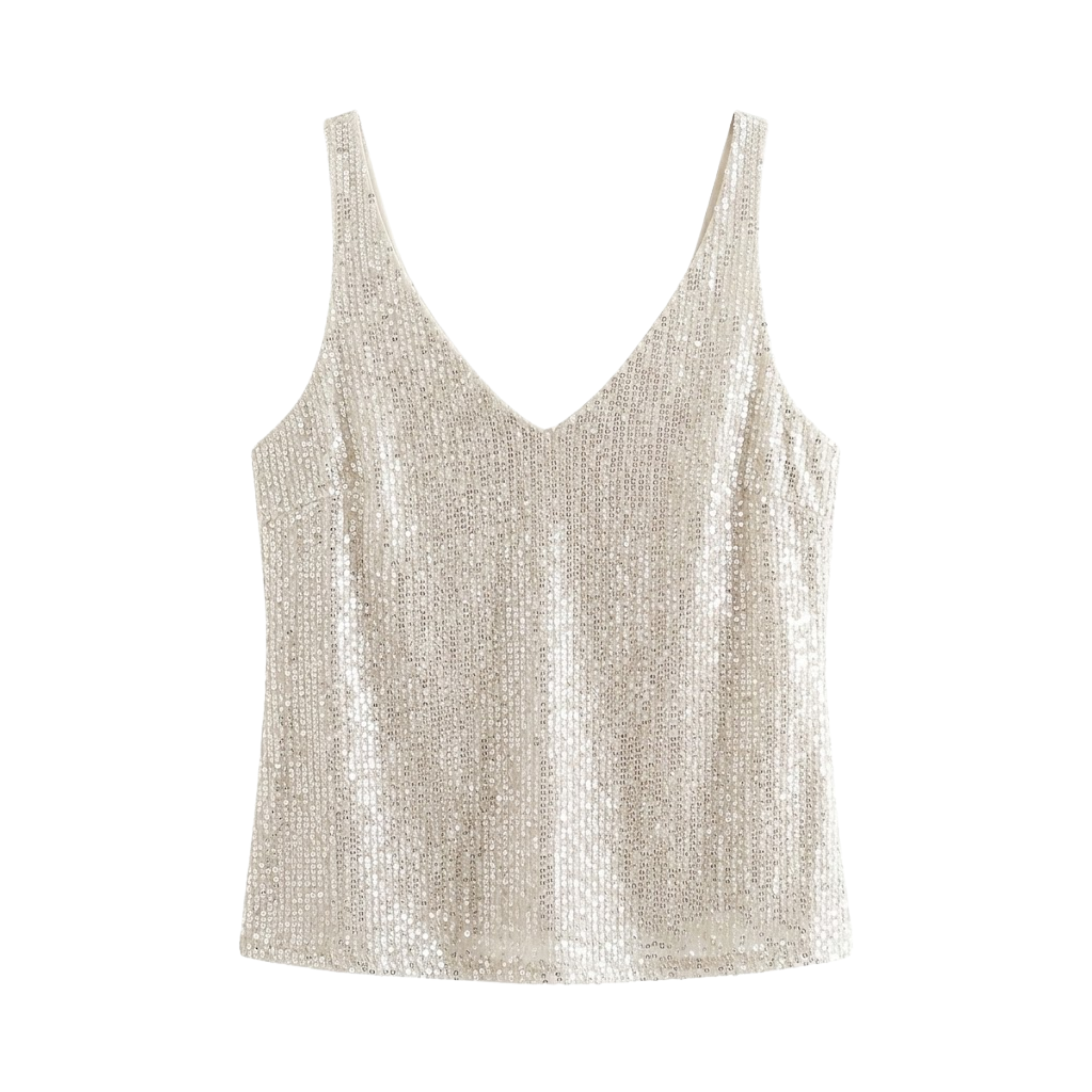 Sequin Tank Top with V-Neck and Sleeveless for Women