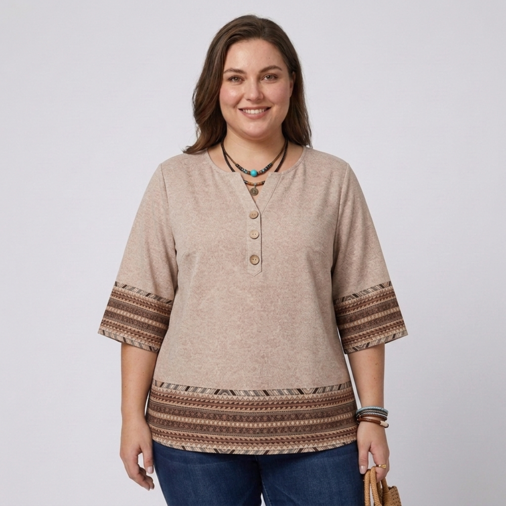Plus size V-neck blouse for women