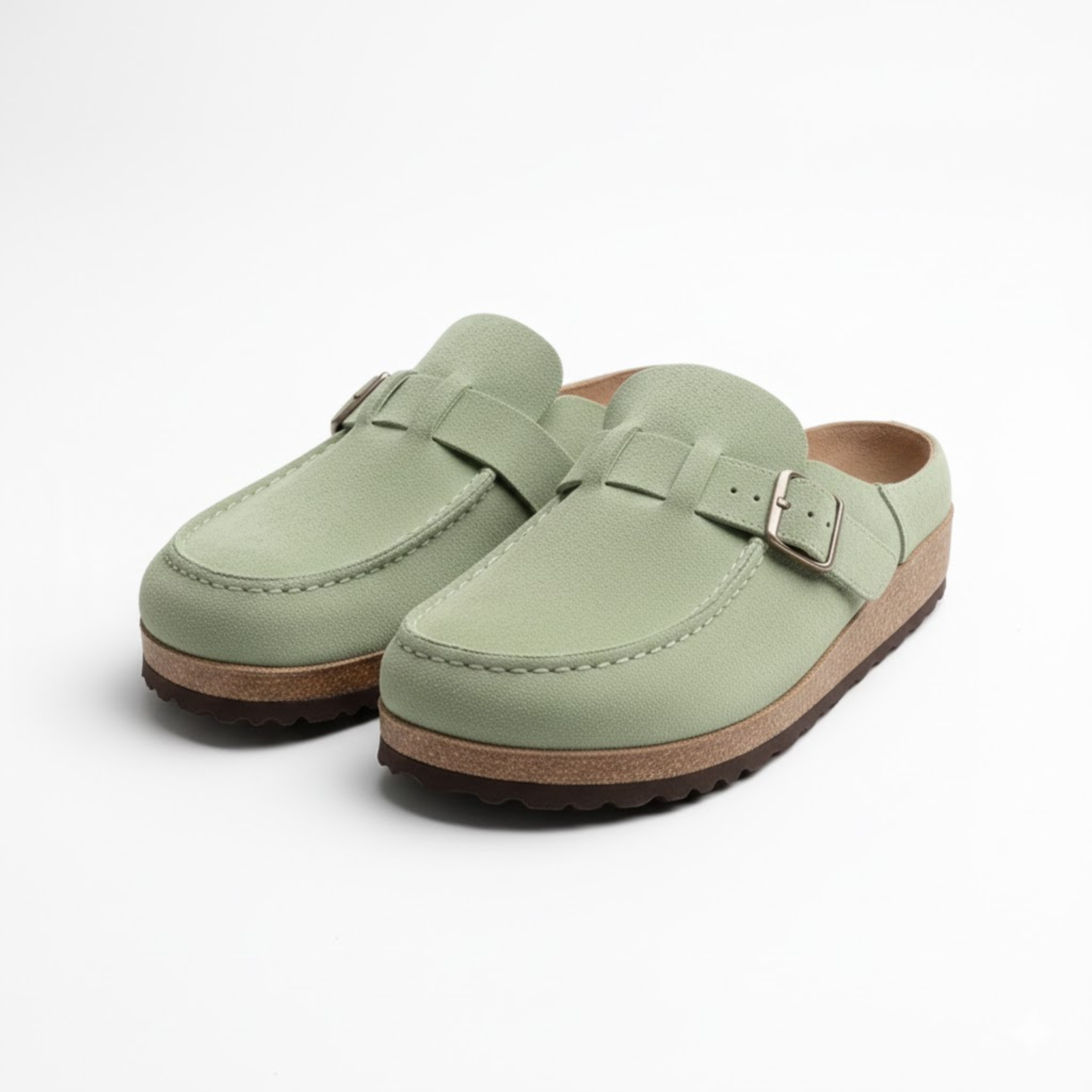 Microfiber Clogs for Women with Adjustable Buckle and Rubber Sole