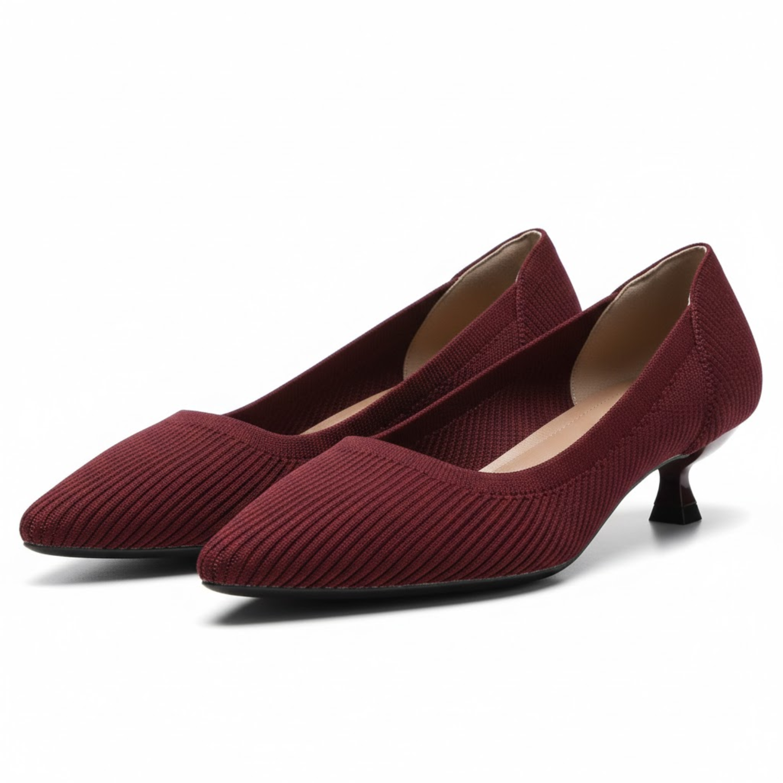 Pointed toe mesh pumps for women with small kitten heel