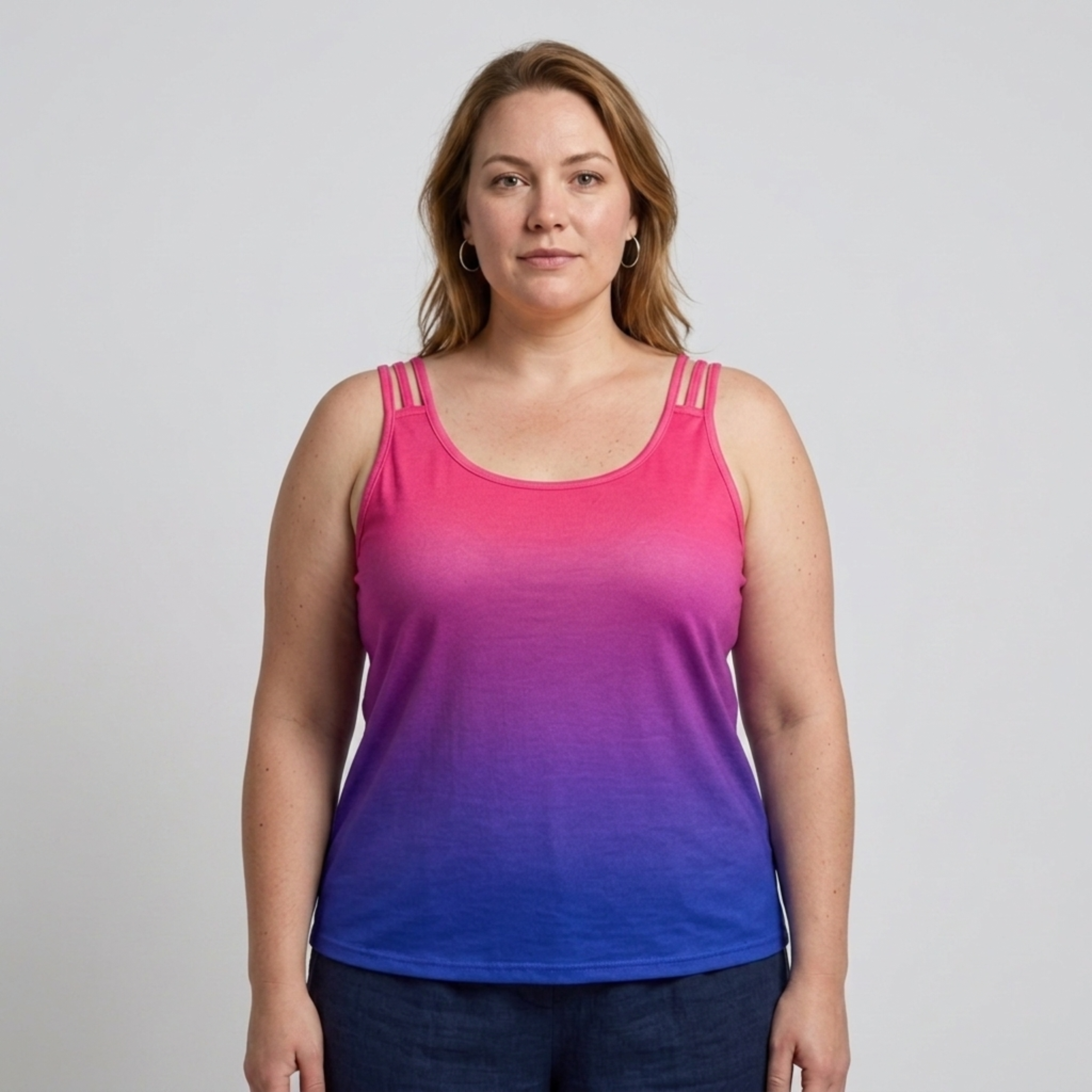 Plus size round neck tank top for women