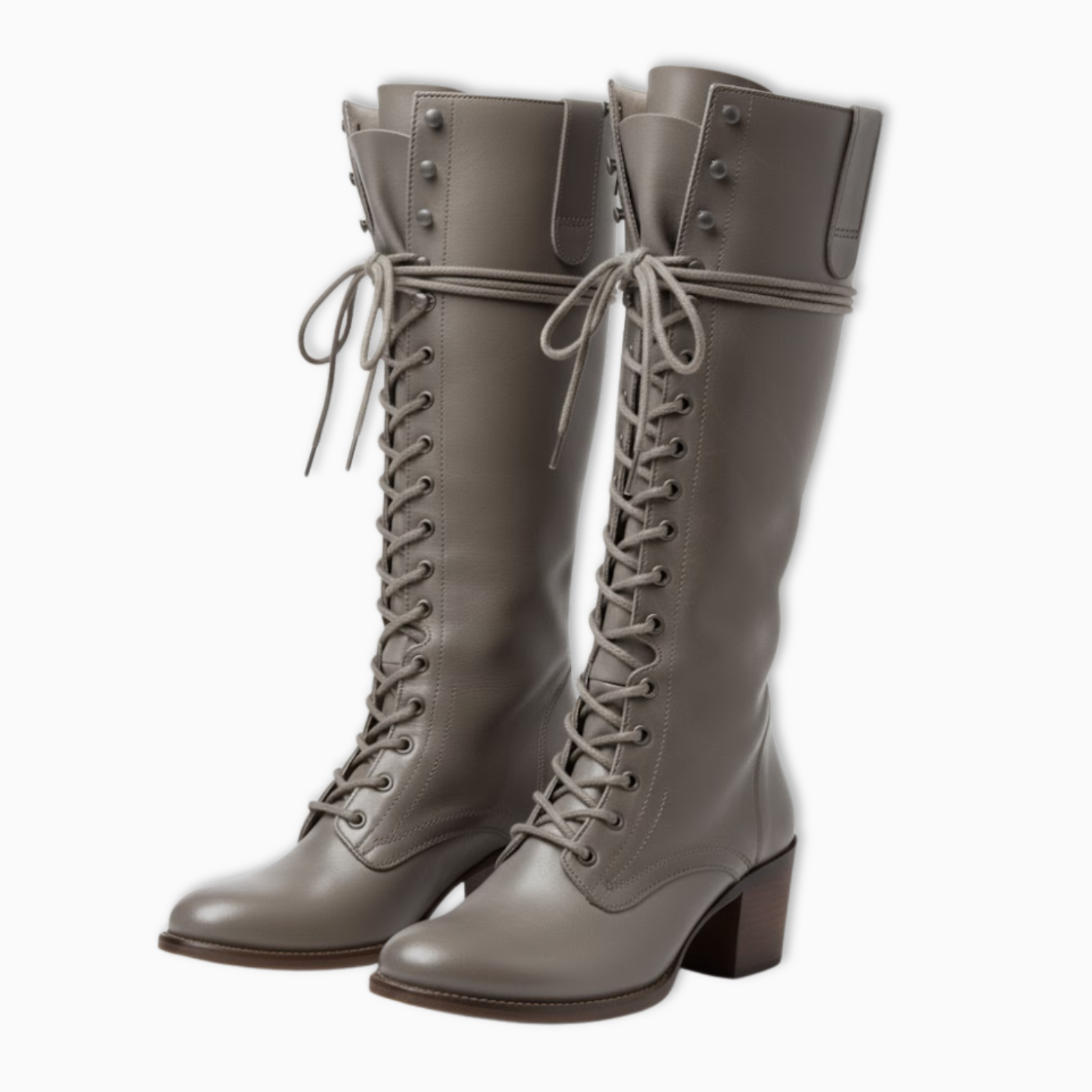 Women's high lace-up boots in aged leather with square heel and soft lining