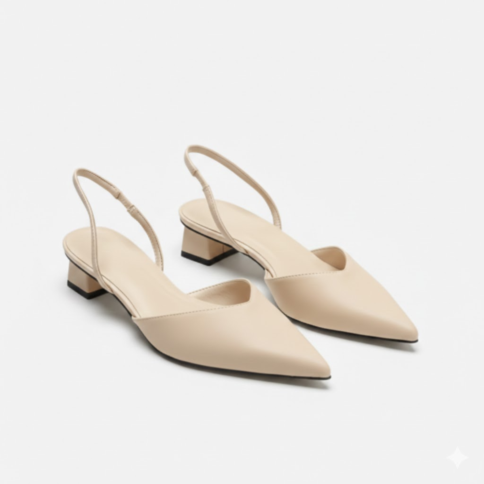 Slingback high heels for women with pointed toe and medium block heel for the office
