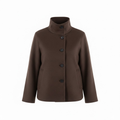 Short jacket for women with a high collar and single-button closure, casual fit