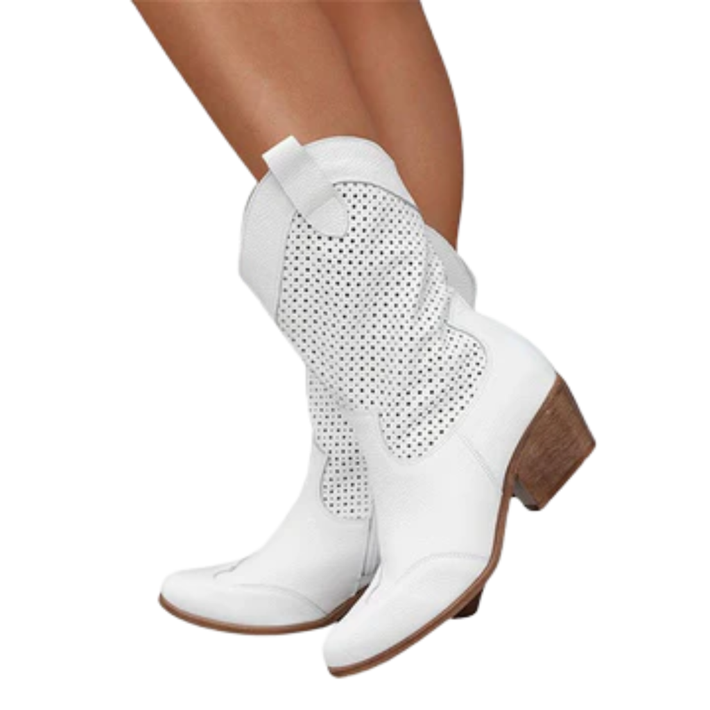 Women's cowboy ankle boots — leather — mid-calf — daily use