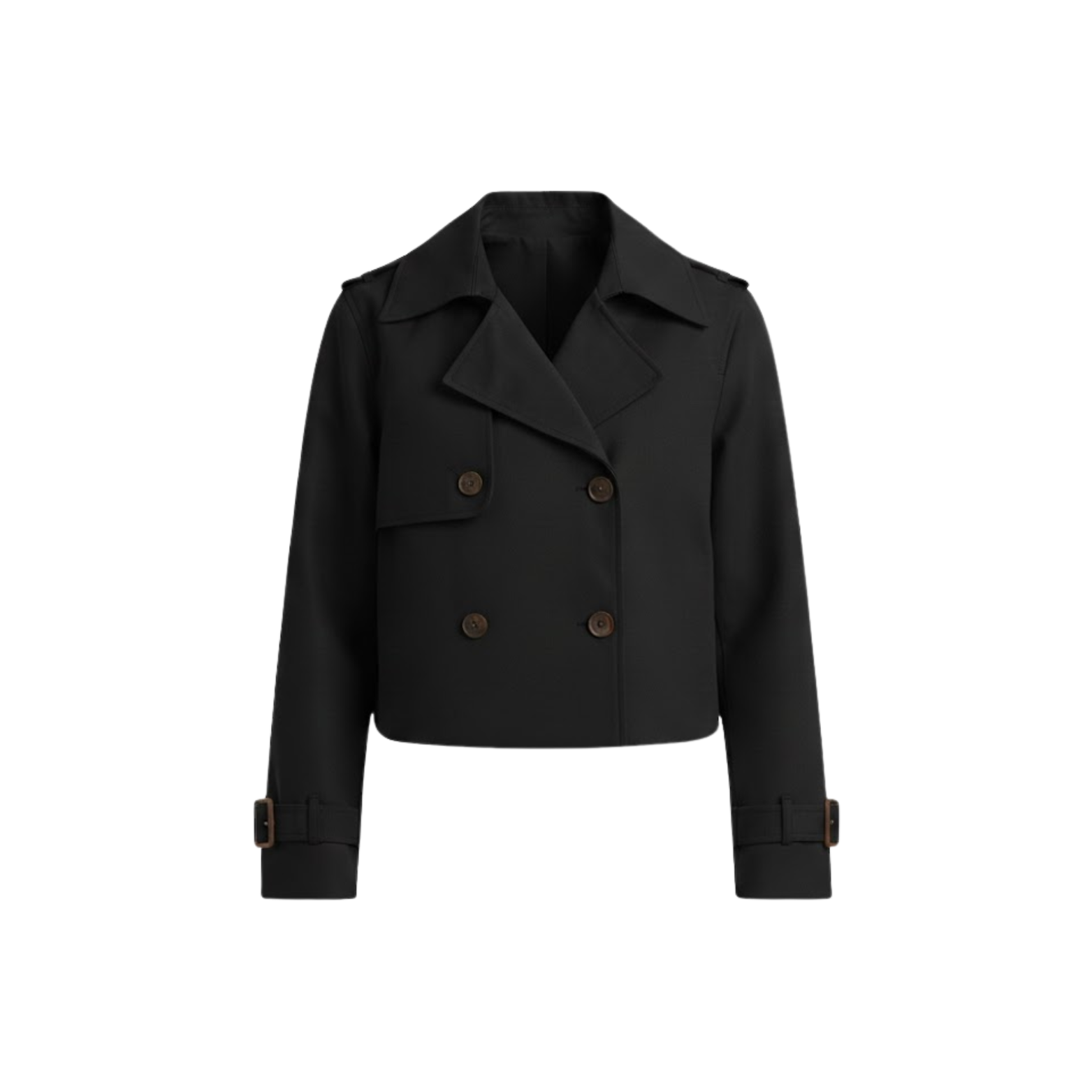 Short trench coat for women with double-breasted vintage and elegant style