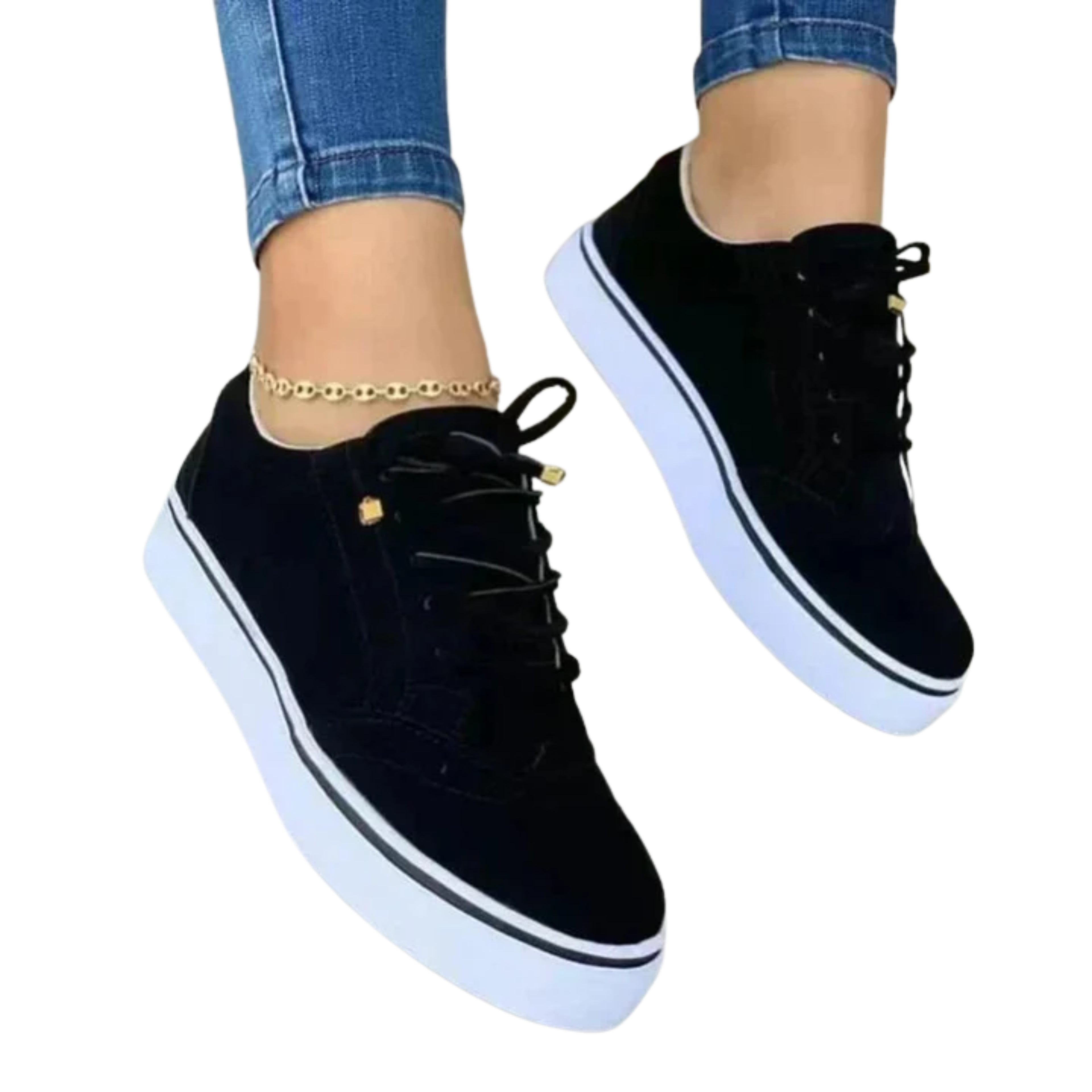 Women's walking shoes — wedge sole and floral toe — casual