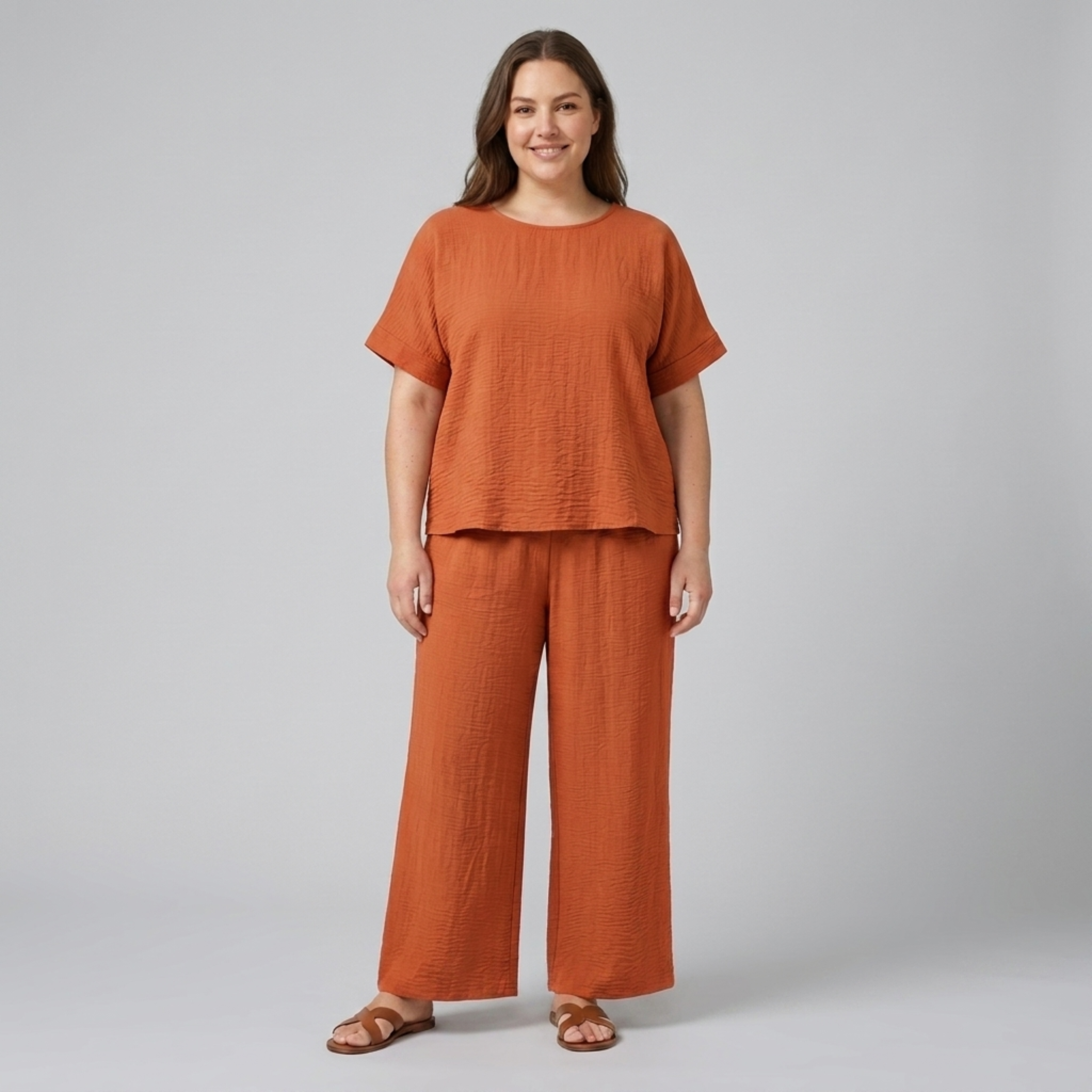 Casual plus size pants set for women