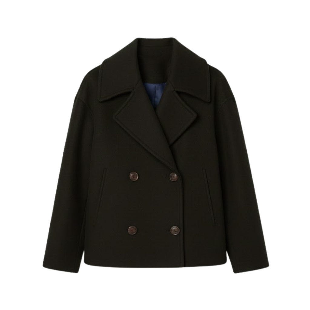 Women's Wool Coat Double-Breasted Versatile with Simple Design