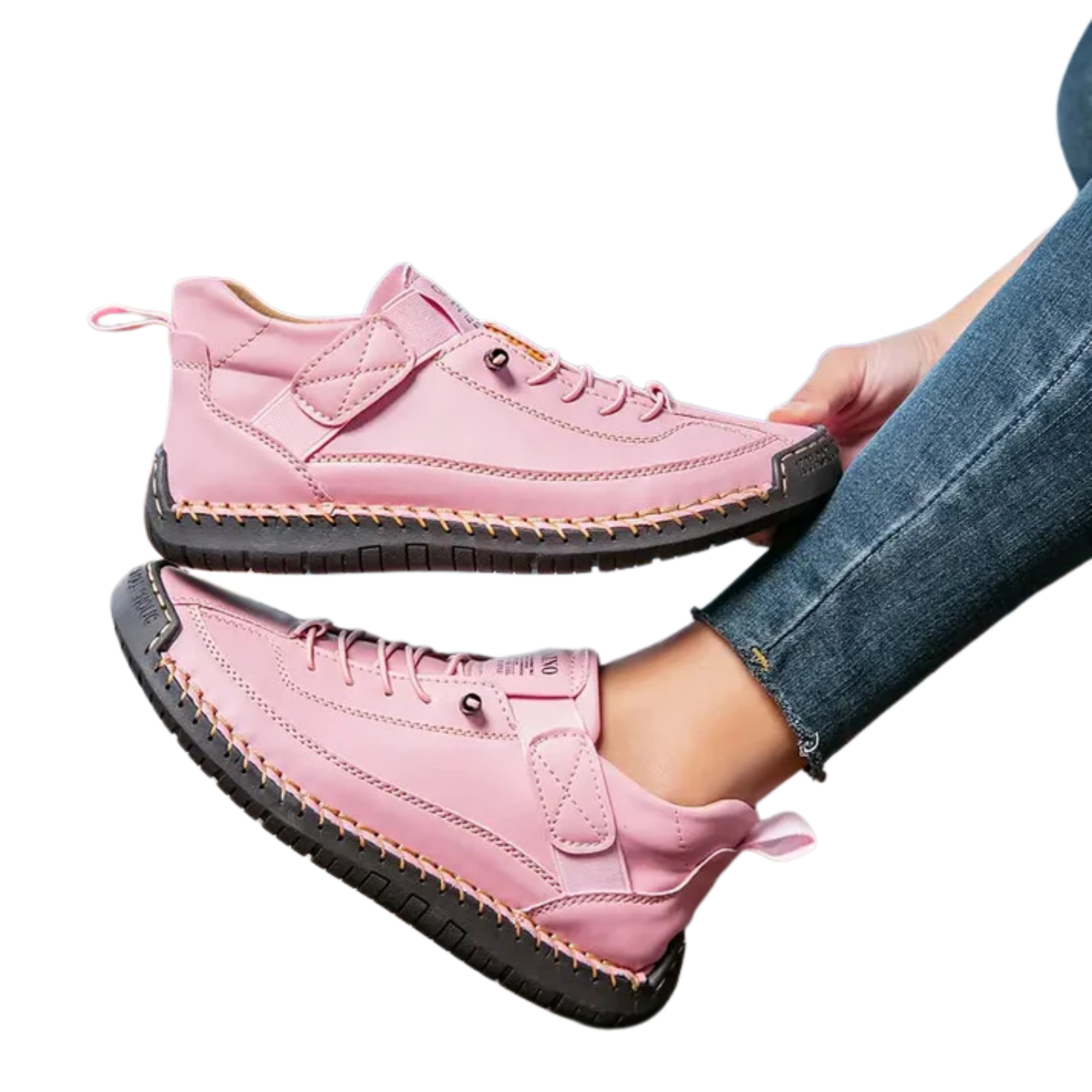 Women's comfort sneakers — laces and topstitching — casual style