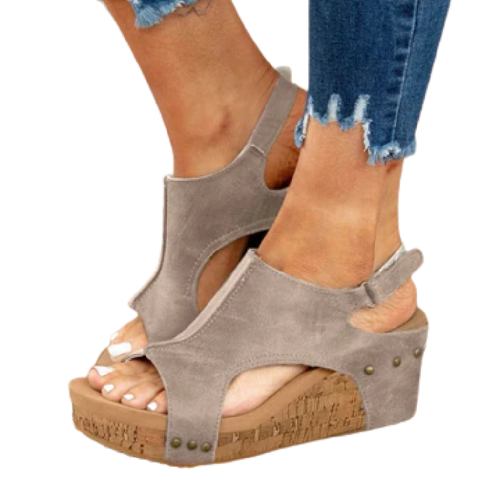 Women's platform sandals — adjustable strap and studs — casual