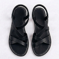 Flat Sandals with Crisscross Straps and Ankle Buckle for Women