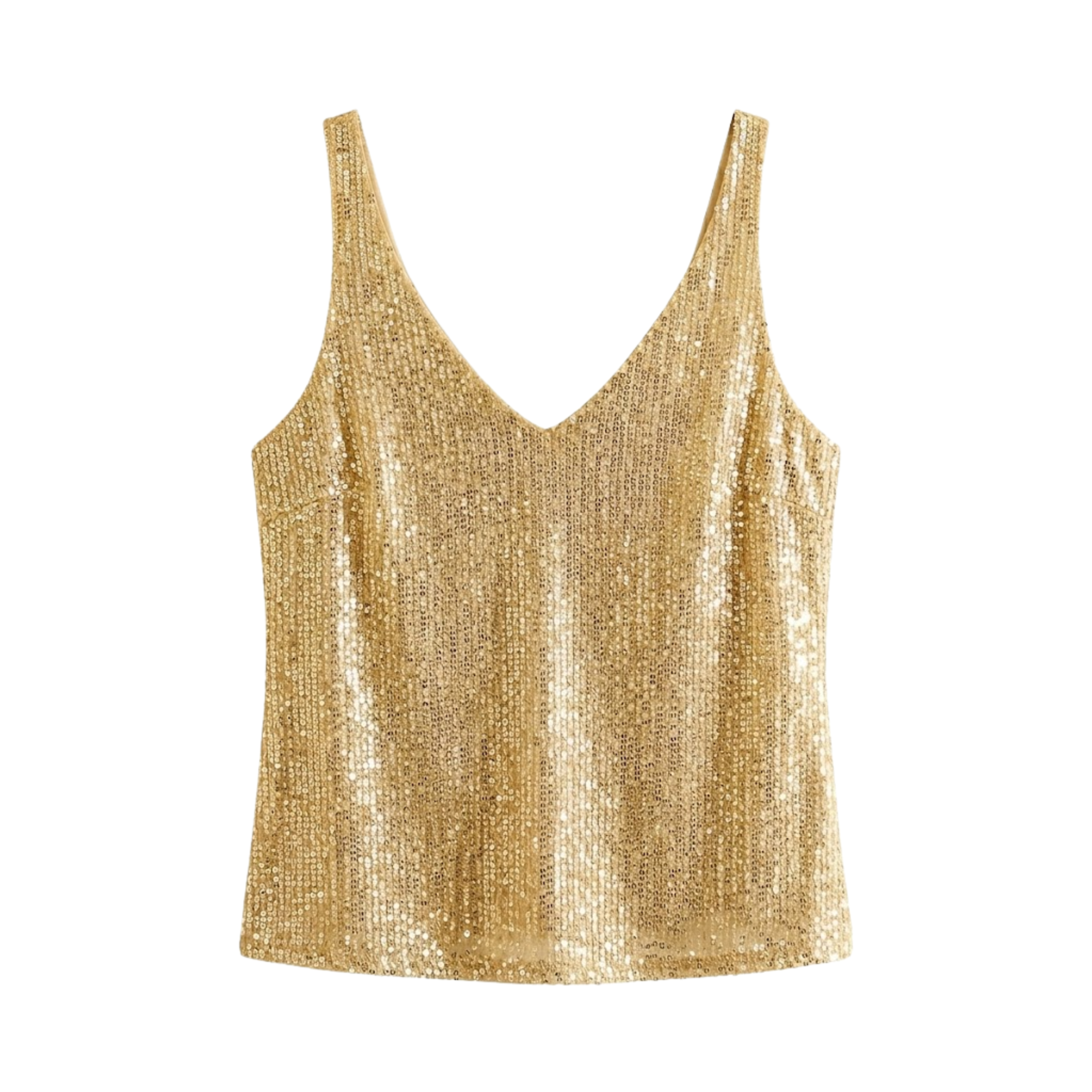 Sequin Tank Top with V-Neck and Sleeveless for Women