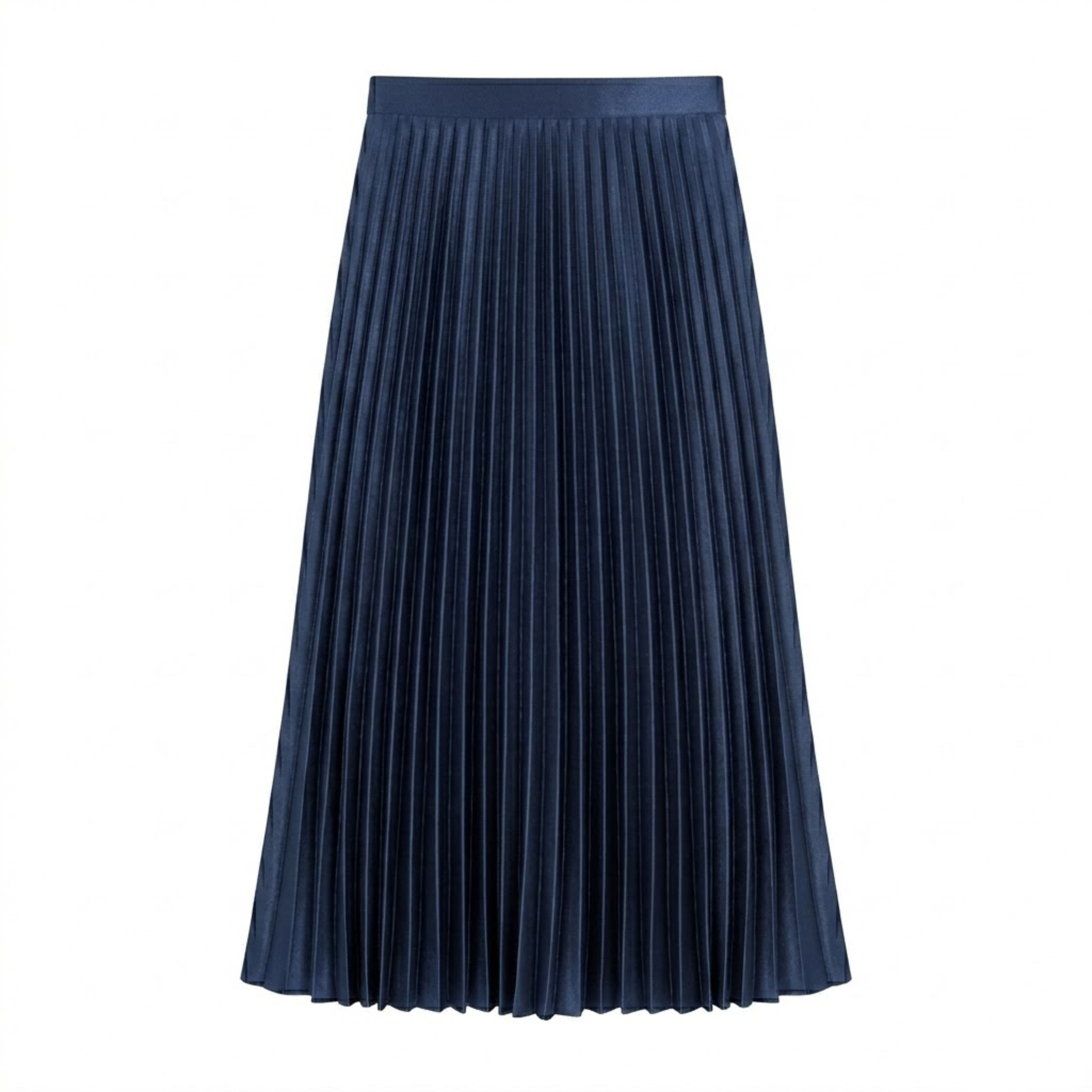 High-Waisted Elastic Satin Pleated Long Skirt for Women