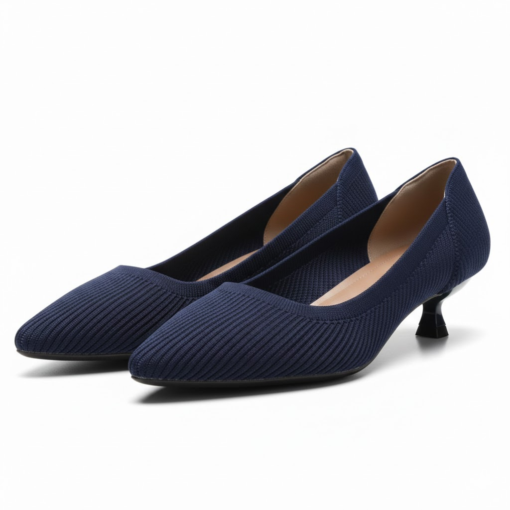 Pointed toe mesh pumps for women with small kitten heel