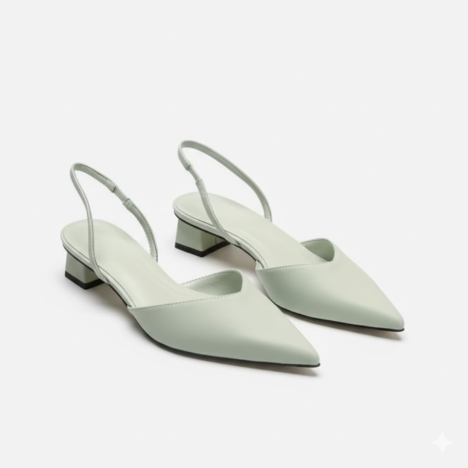 Slingback high heels for women with pointed toe and medium block heel for the office