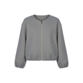 Short bomber jacket for women with zipper and casual round collar