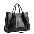 Vegan Leather Tote Bag with Zipper and Shoulder Strap for Women
