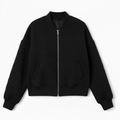 Quilted bomber jacket with stand-up collar and embossed texture