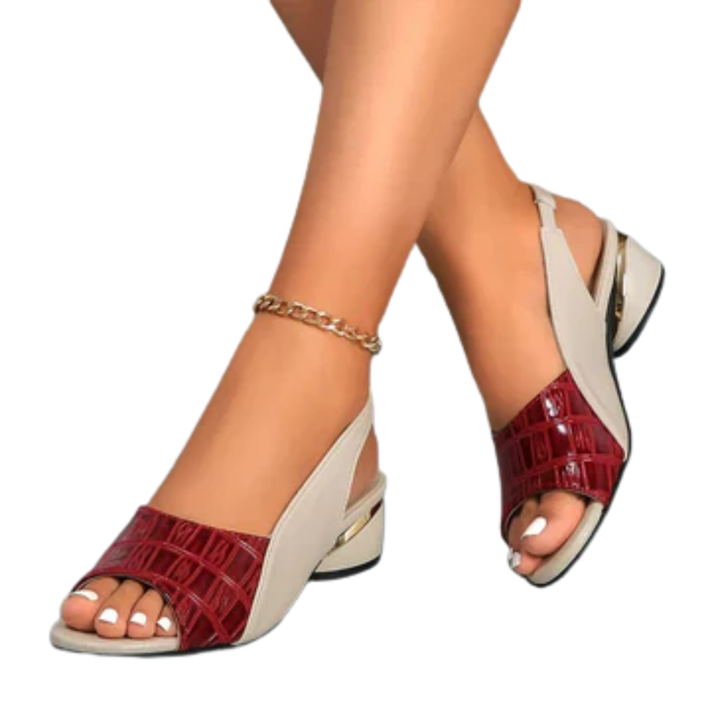 Women's slingback sandals — block heel and open toe — office