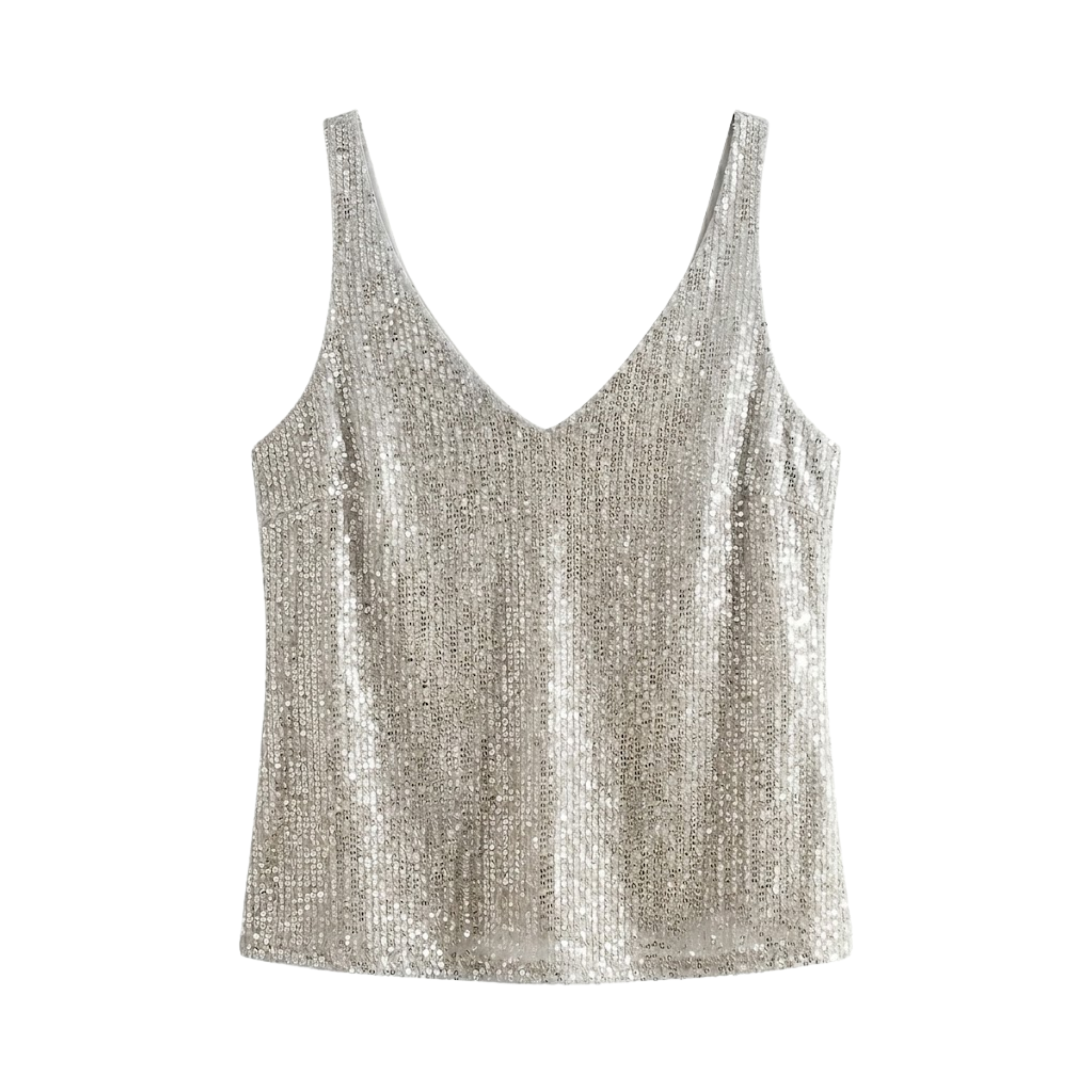 Sequin Tank Top with V-Neck and Sleeveless for Women