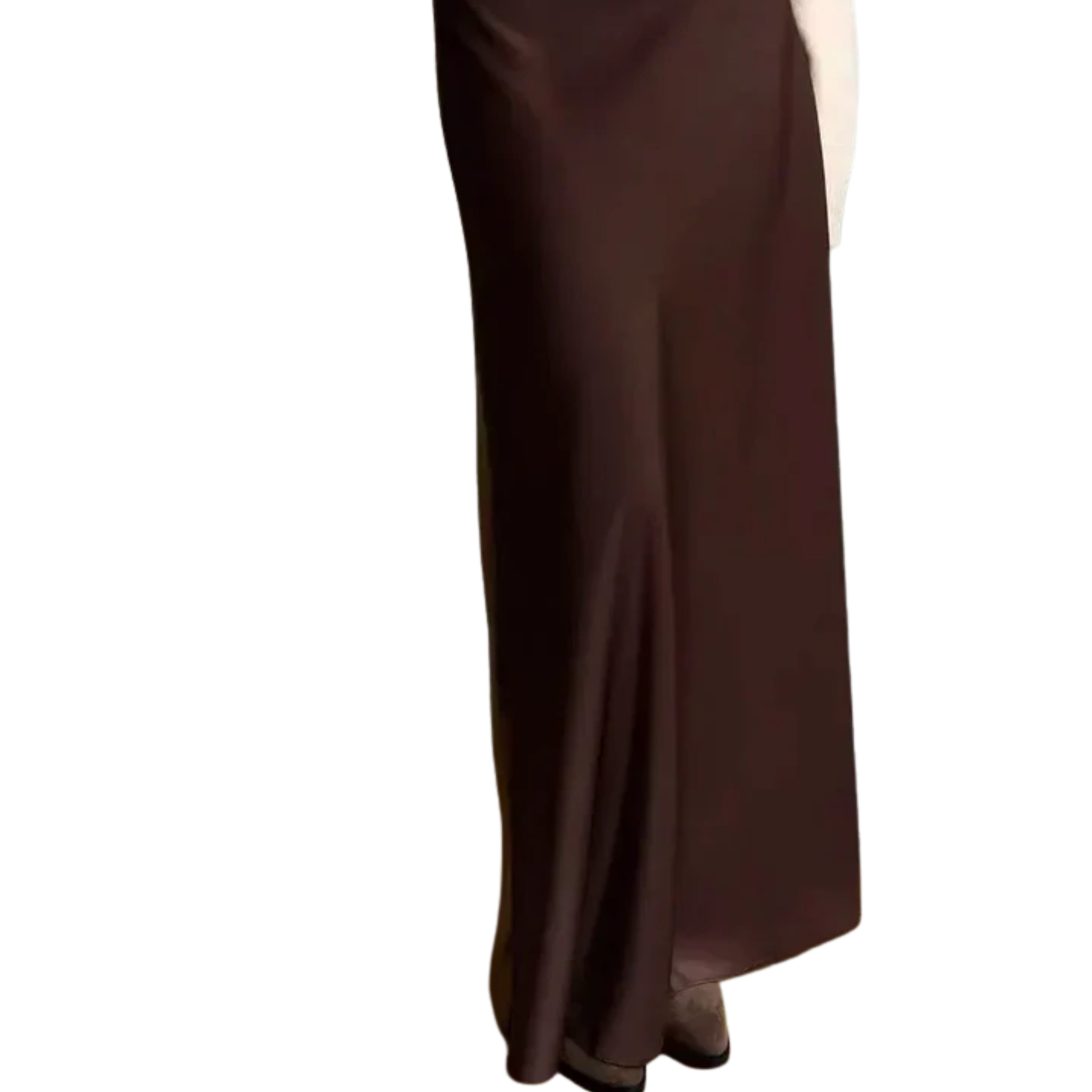 Long satin maxi skirt — high waist mermaid cut — evening wear