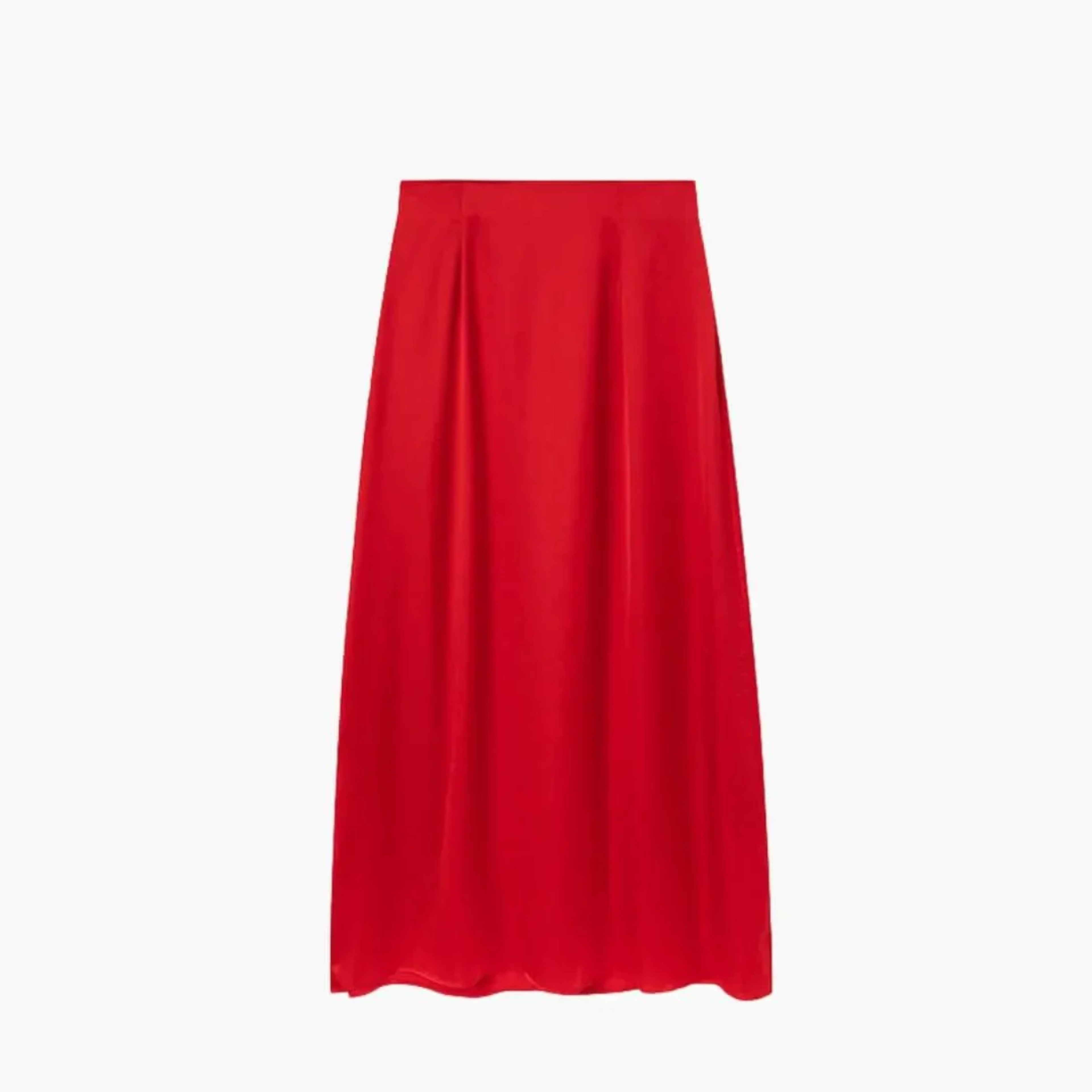 Long satin maxi skirt — high waist straight cut — evening wear