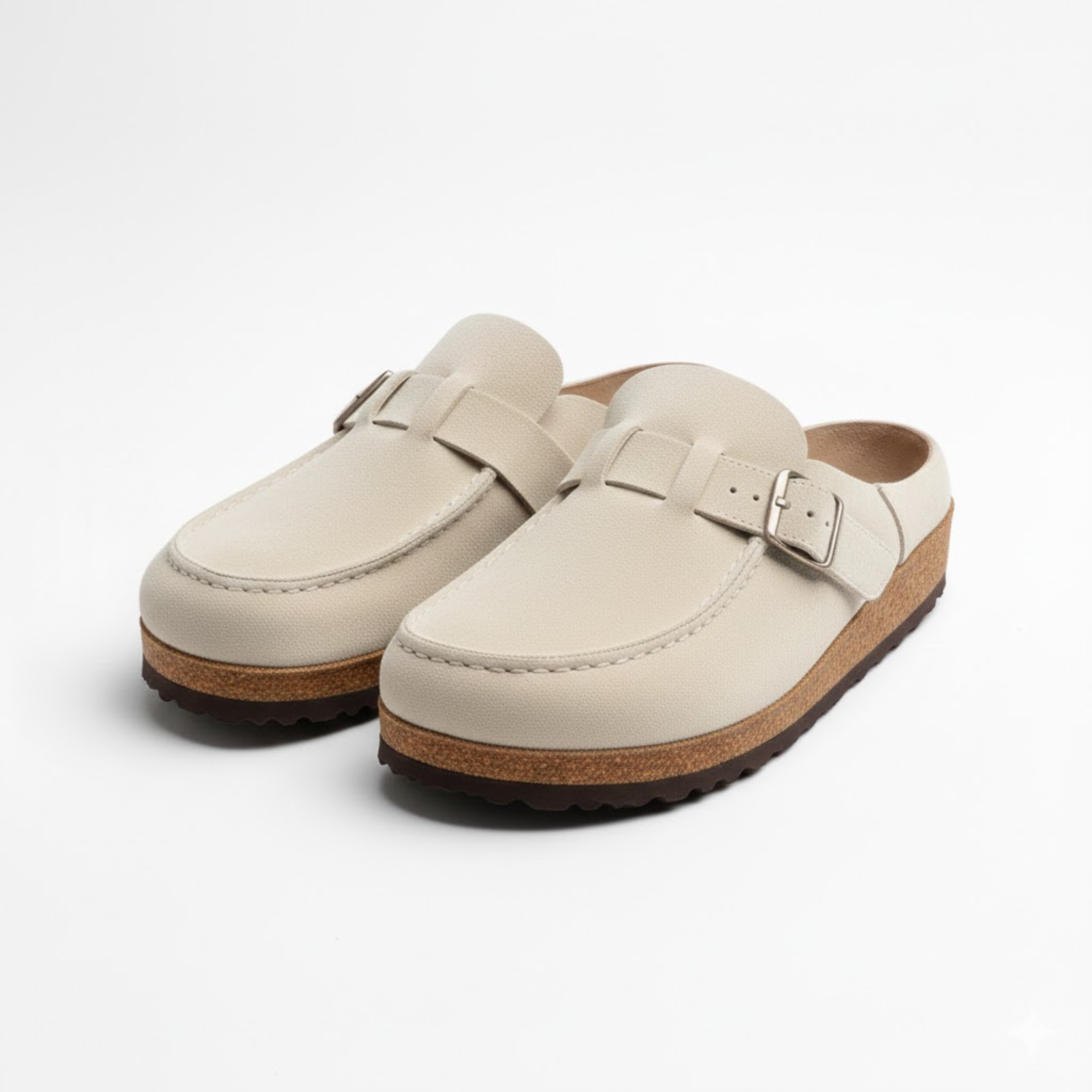 Microfiber Clogs for Women with Adjustable Buckle and Rubber Sole