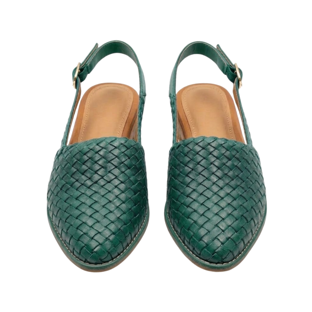 Pointed Toe Woven Slingbacks with Back Strap for Women