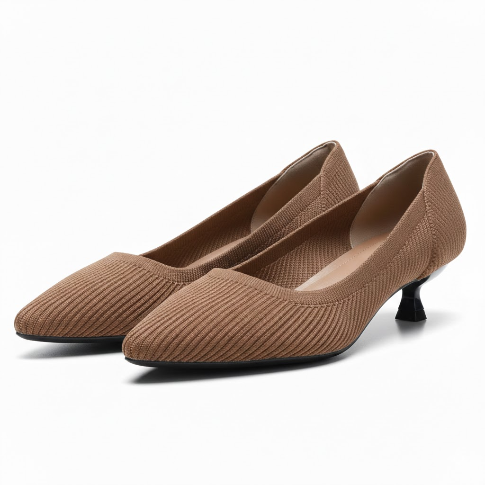 Pointed toe mesh pumps for women with small kitten heel