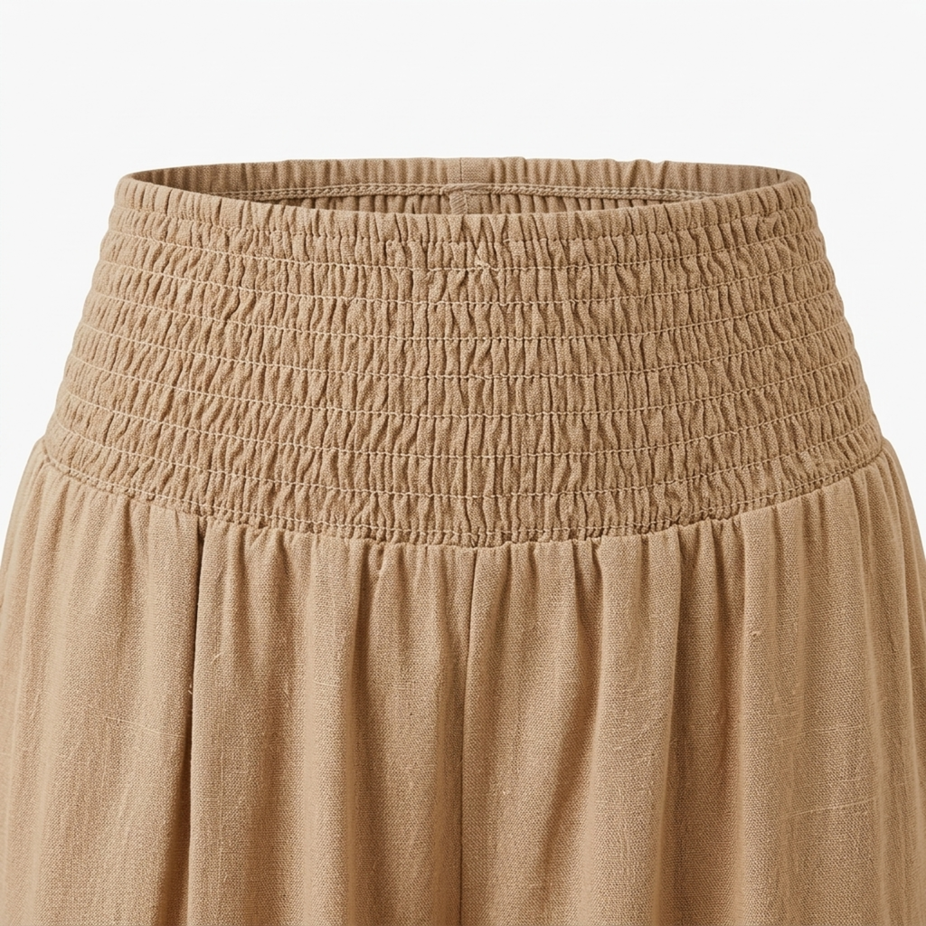 Women's pants linen and cotton blend — elastic waist straight cut | everyday