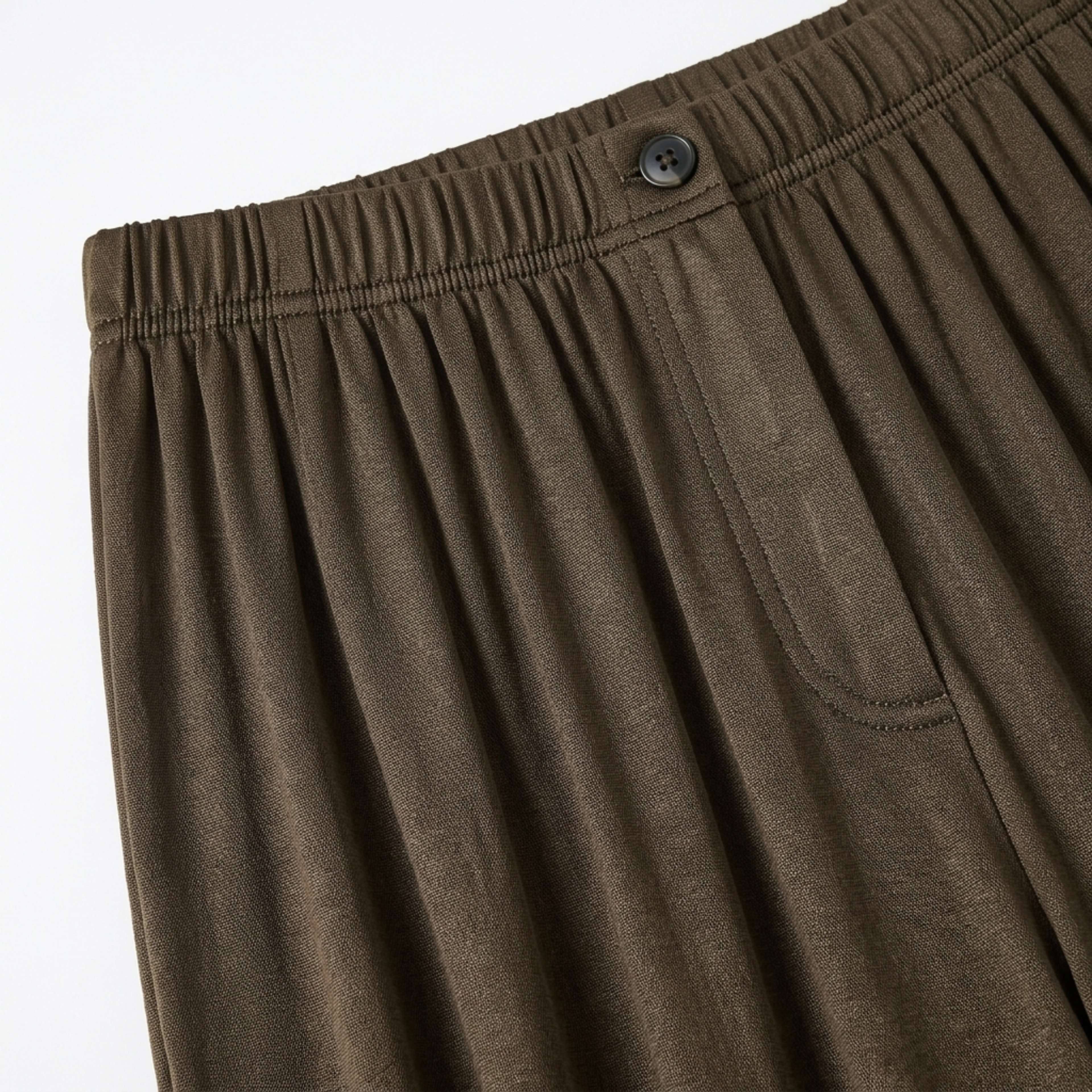 Wide large size pants for women with elastic draped fluid waist
