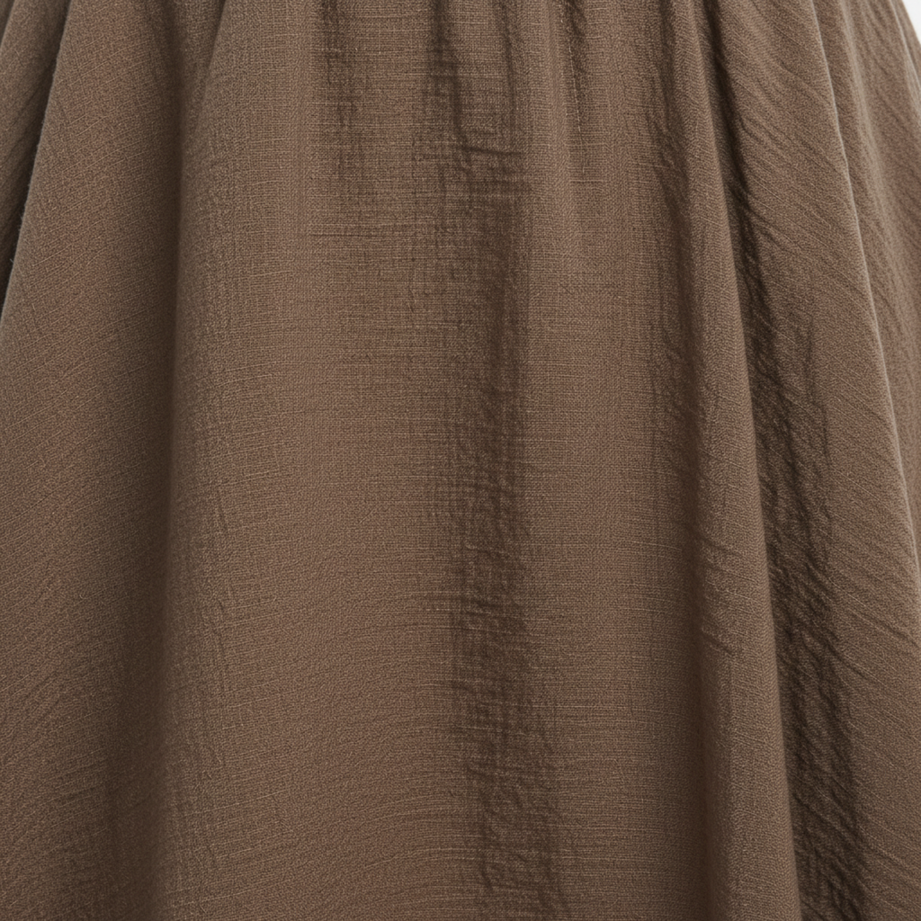 Women's Maxi Skirt in Cotton and Linen, High Elastic Waist, Flared Cut, Ankle Length