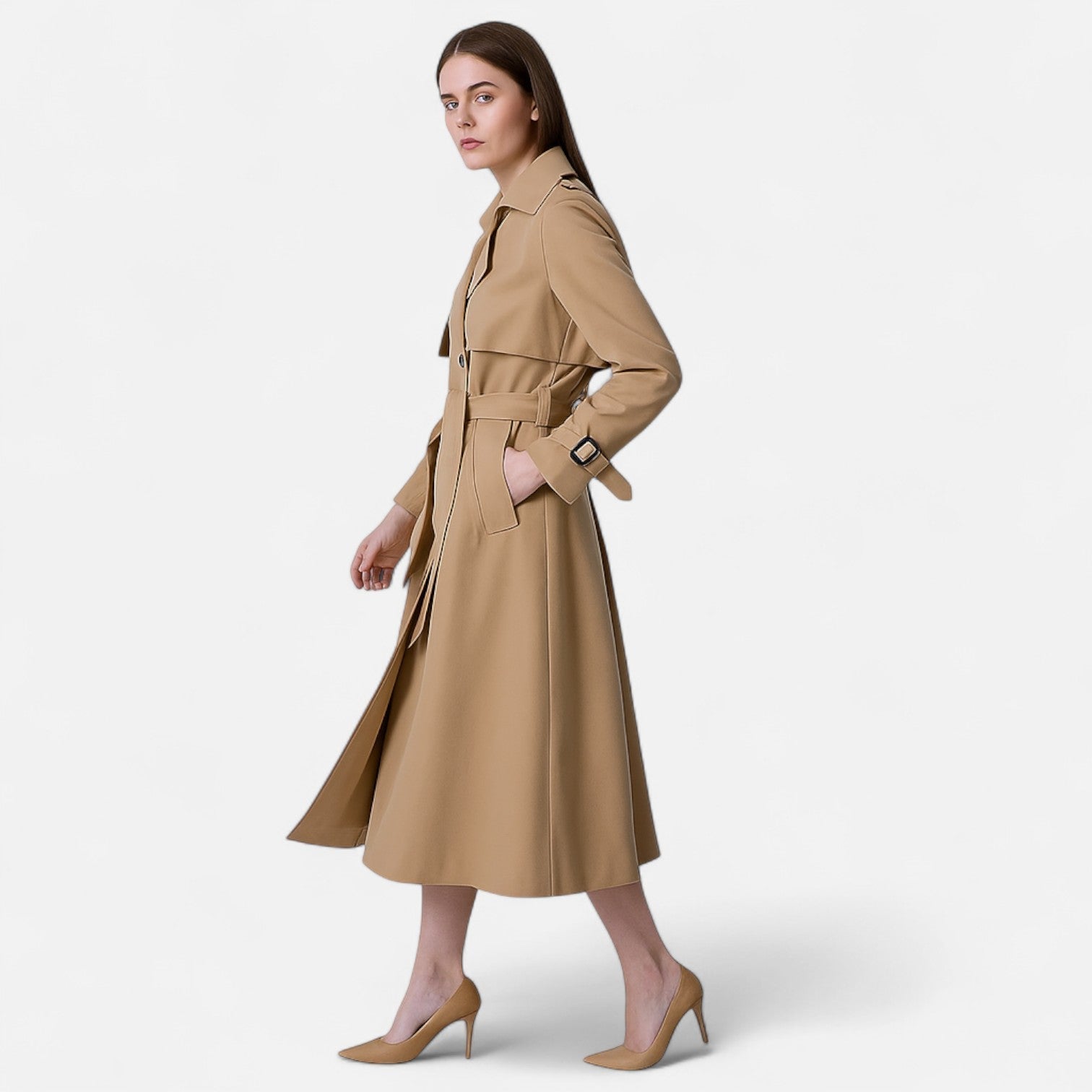 Ancient World | Long Women's Coat – Structured Warmth, Timeless Silhouette